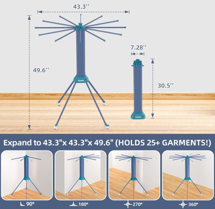 Octopus Clothes Drying Rack 4-Leg Foldable Space Saving Indoor Outdoor Laundry