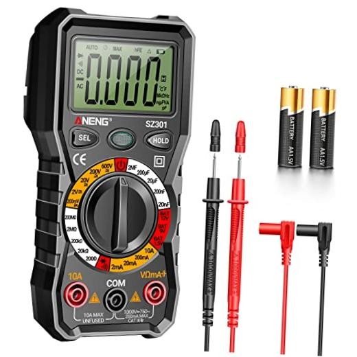 Digital Multimeter with Case,DC AC Voltmeter,Ohm Volt Amp SZ301 Black Black