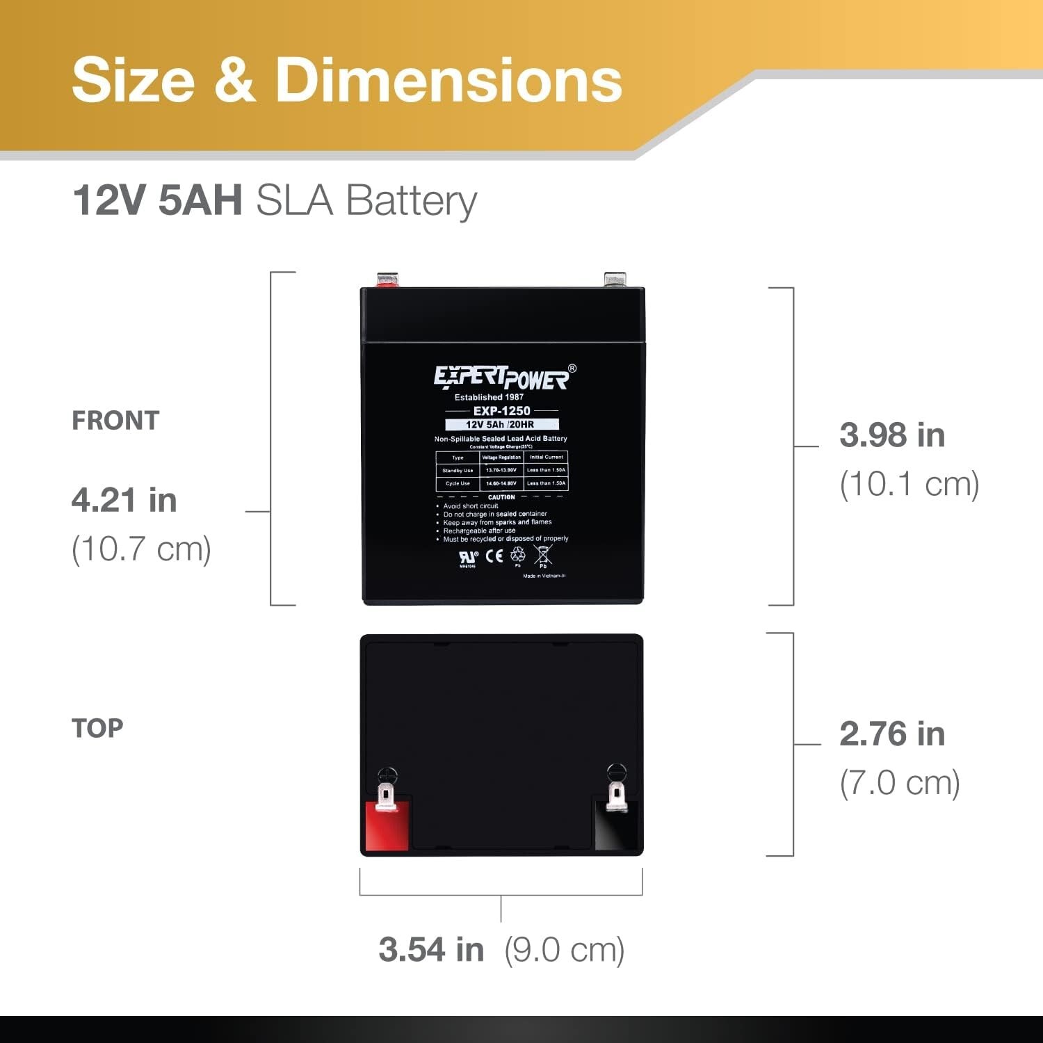 ExpertPower 12V 5AH SLA Battery Replacement for Enduring 6-DW-5