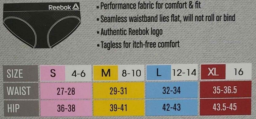 NEW LADIES 5 PACK REEBOK SEAMLESS HIPSTER Stretch Performance Panties S M L XL