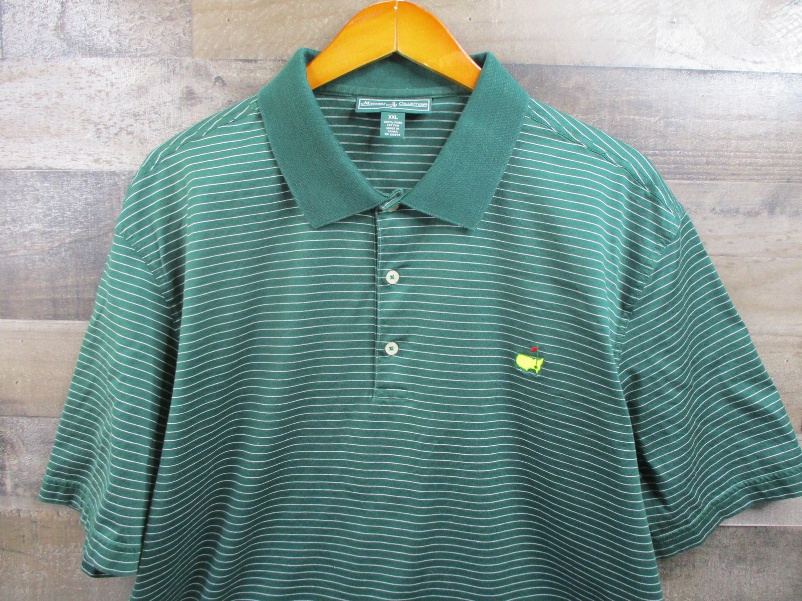Masters Collection Polo Shirt Mens 2XL Stripe Augusta Golf Classic Pima Cotton