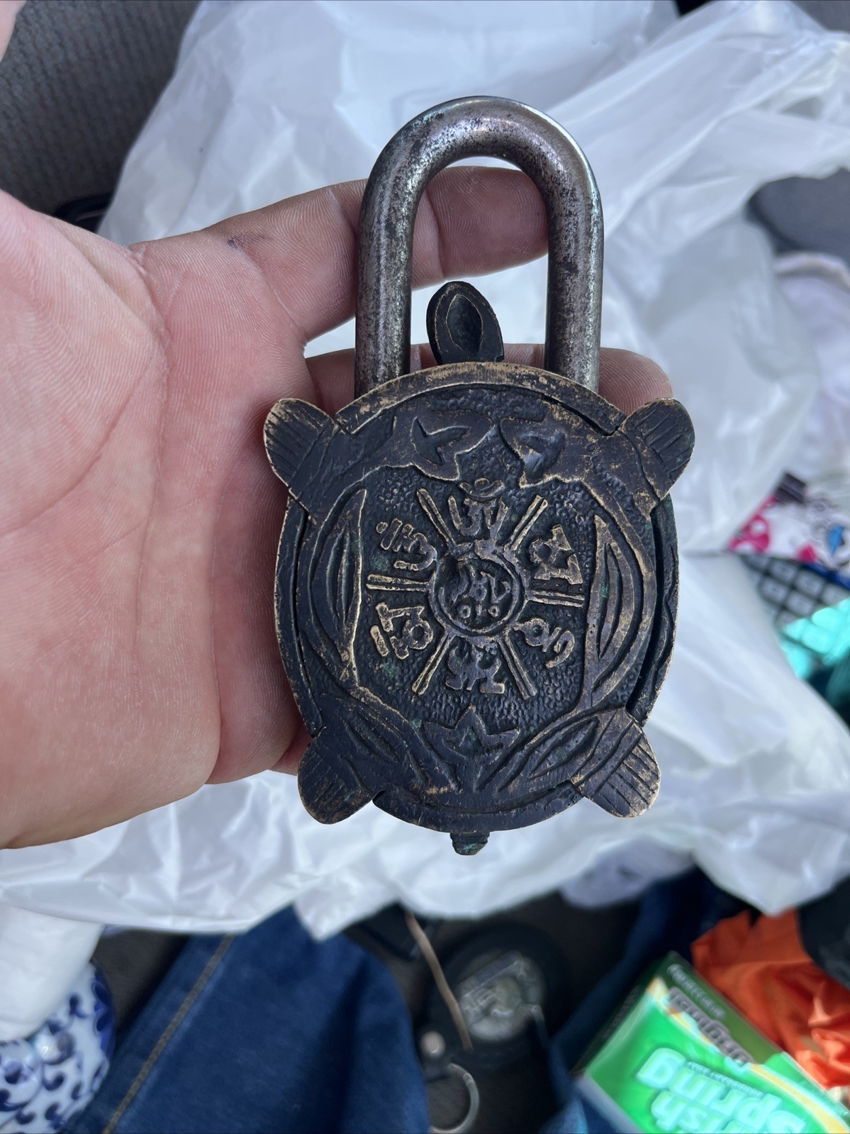Handmade Vintage Style Tortoise shape Padlock No Key Working Functional Turtle