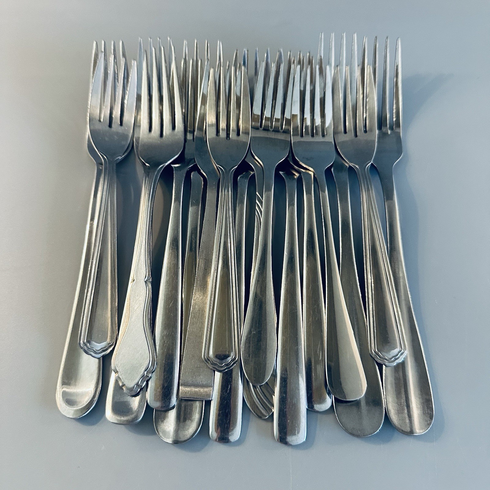 16 Vtg Stainless Flatware Dinner & Salad Forks Mixed lot Boho MCM Mismatched