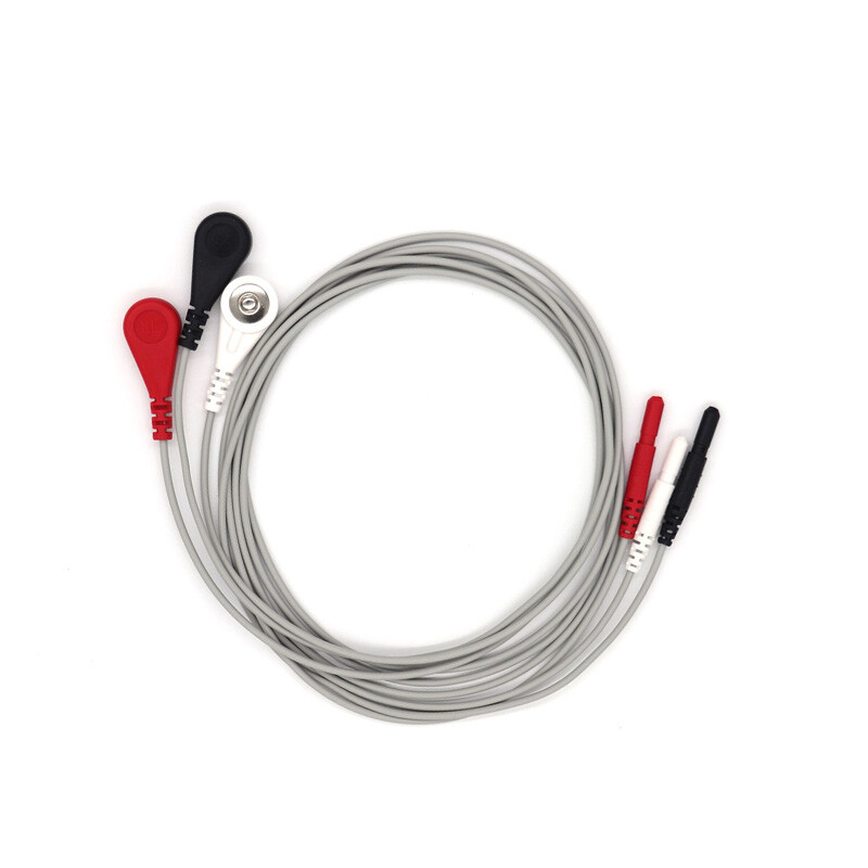 1PC ECG Holter Cable 3-lead EKG Snap Wire For Biosys/Colin Monitor