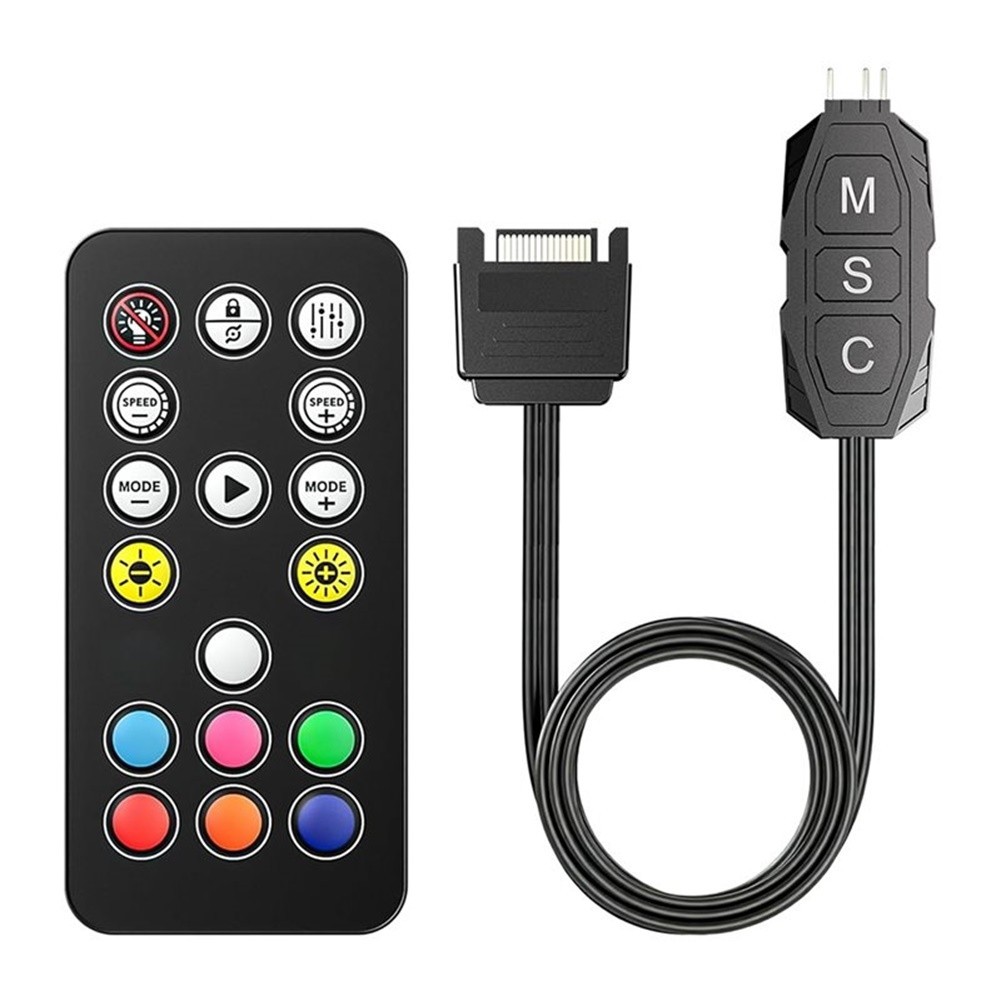 For PC Case Lighting ARGB LED Controller 3-pin ARGB Hub 17-button Remote