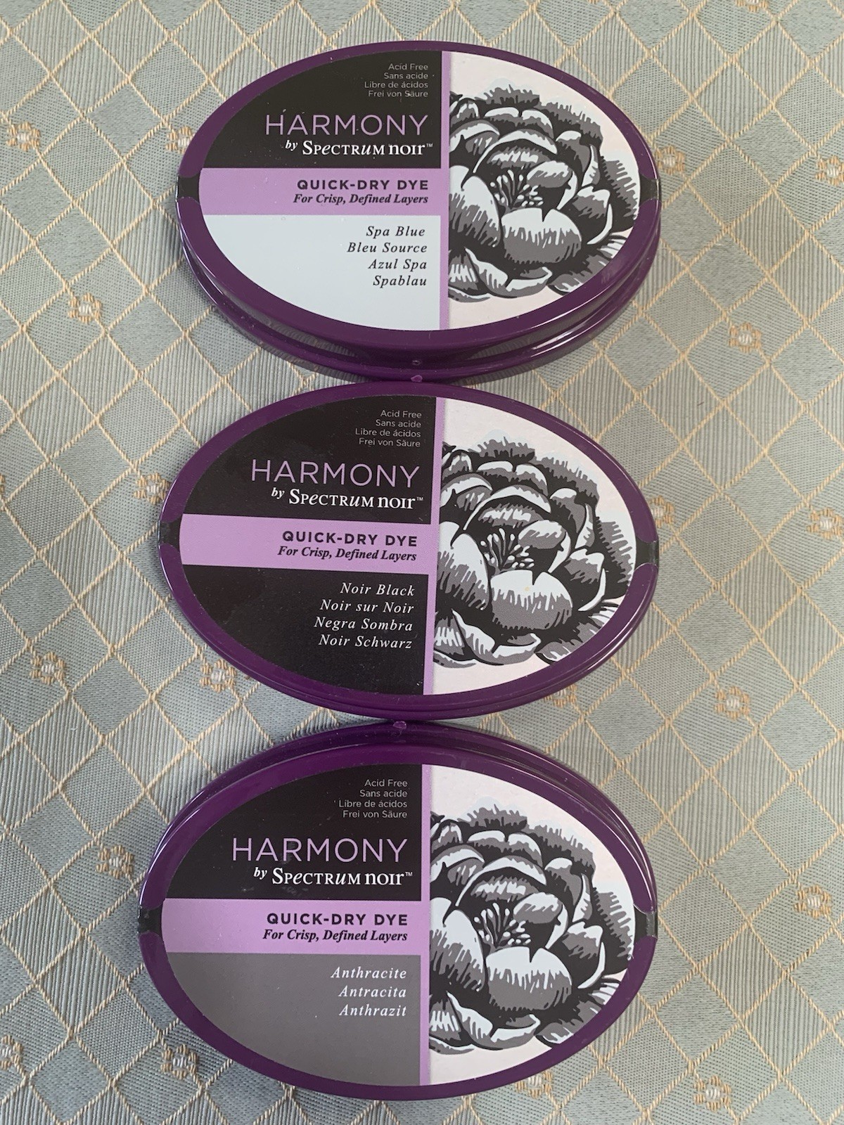 3 Used Harmony Spectrum Noir Quick Dry Dye Pads Spa Blue, Noir Black, Anthracite