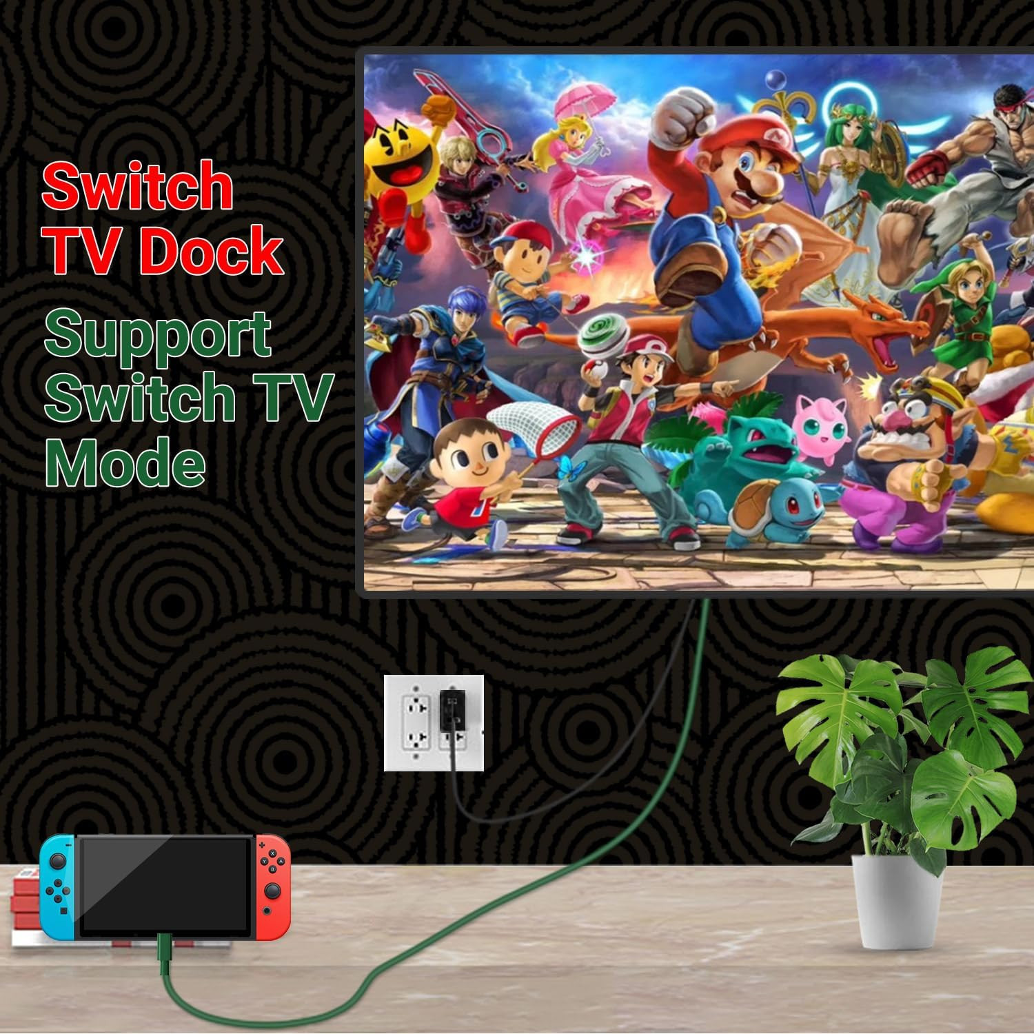 Switch Dock Mini Portable, 1.8M/ 6FT Switch TV Dock, Switch Docking Station