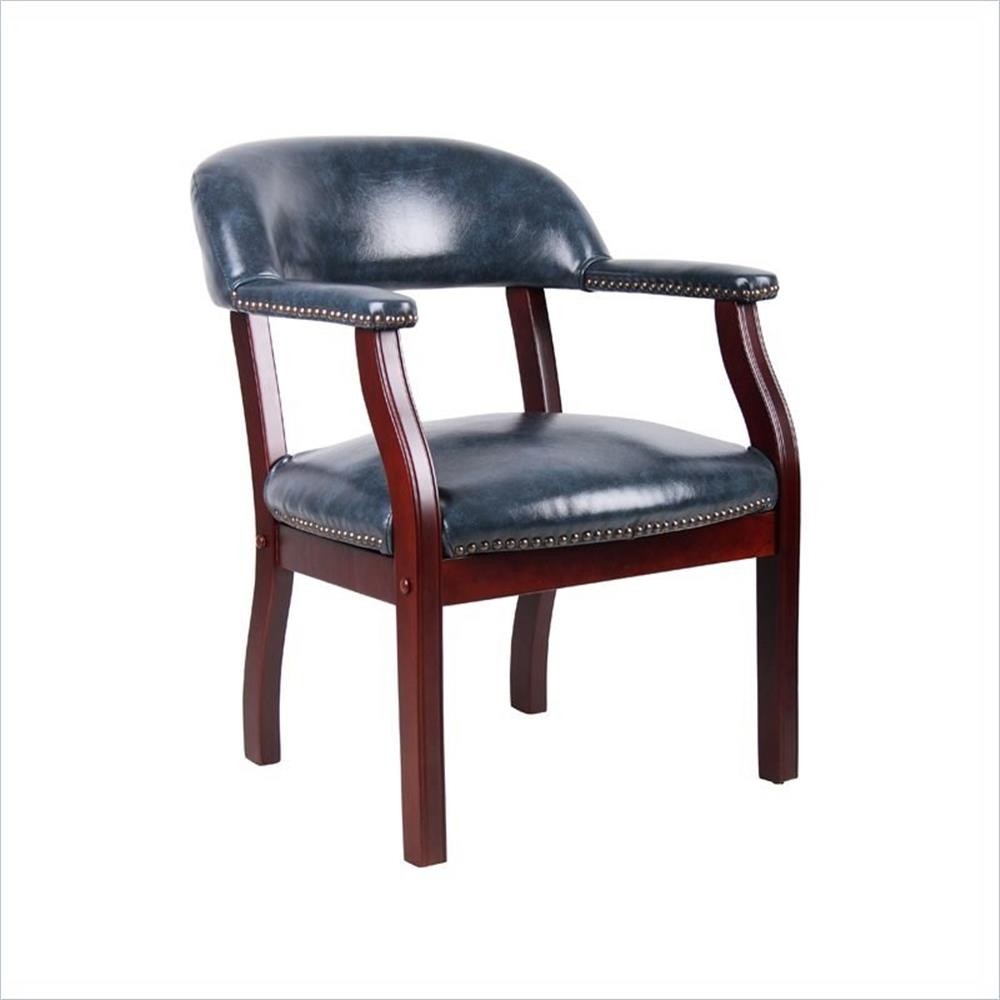 Scranton & Co Vinyl Faux Leather Blue Captains Chair Rectangular Traditional ...