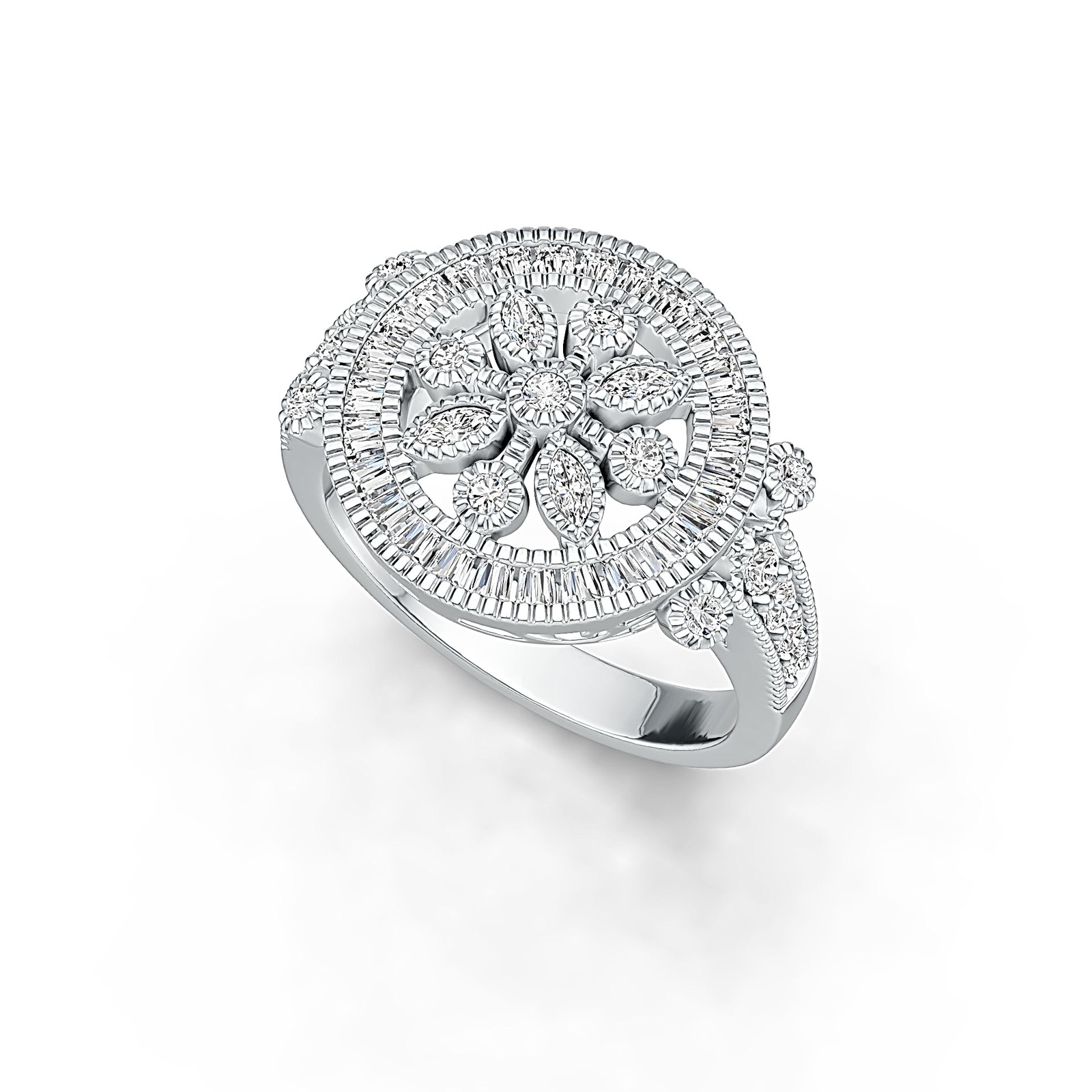 Sterling Silver Cluster Cocktail Ring with White Topaz or Moissanite