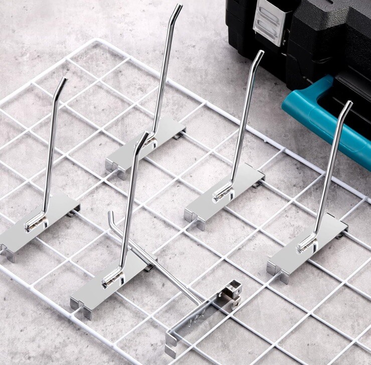 Six Pack Of 6" Chrome Grid Wall Metal Hooks, Display For Use W/ Gridwall Panels!