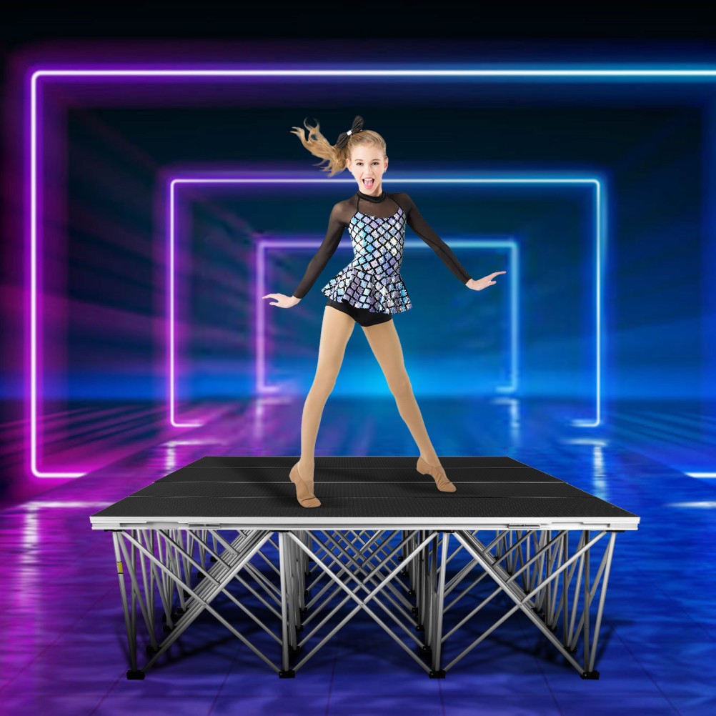 1540lbs Heavy Duty Portable Stage with 16" Height Non-Slip Surface Easy Set Up
