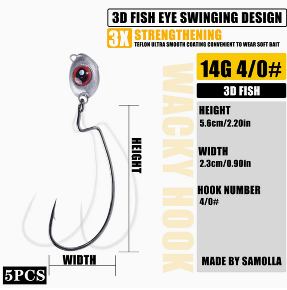 20Pcs 1.8g~14g Jig Head EWG Worm Hooks Versatile Soft Hook Freshwater Hook