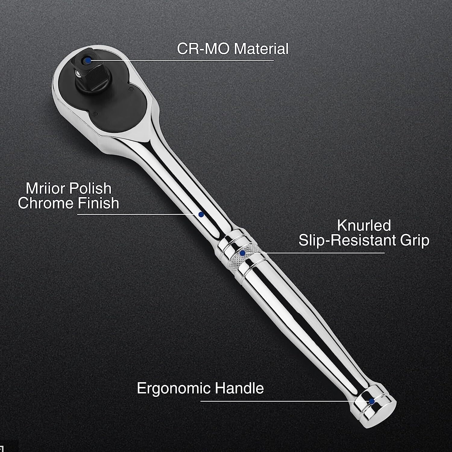 WORKPRO 3PCS Ratchet Set 1/4" 3/8" 1/2" Dr Ratchet Handle Quick Release 72-Tooth