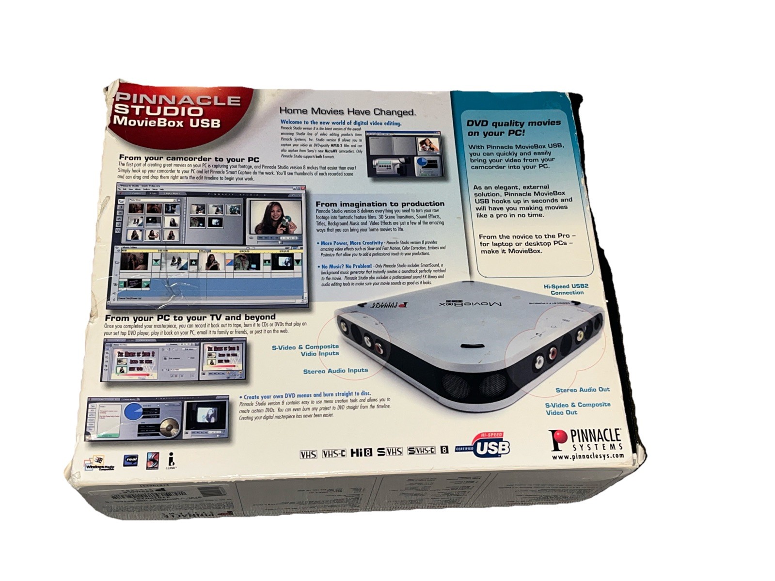 Pinnacle Studio 8 MovieBox USB Video Capture Device w/Editing Software in Box