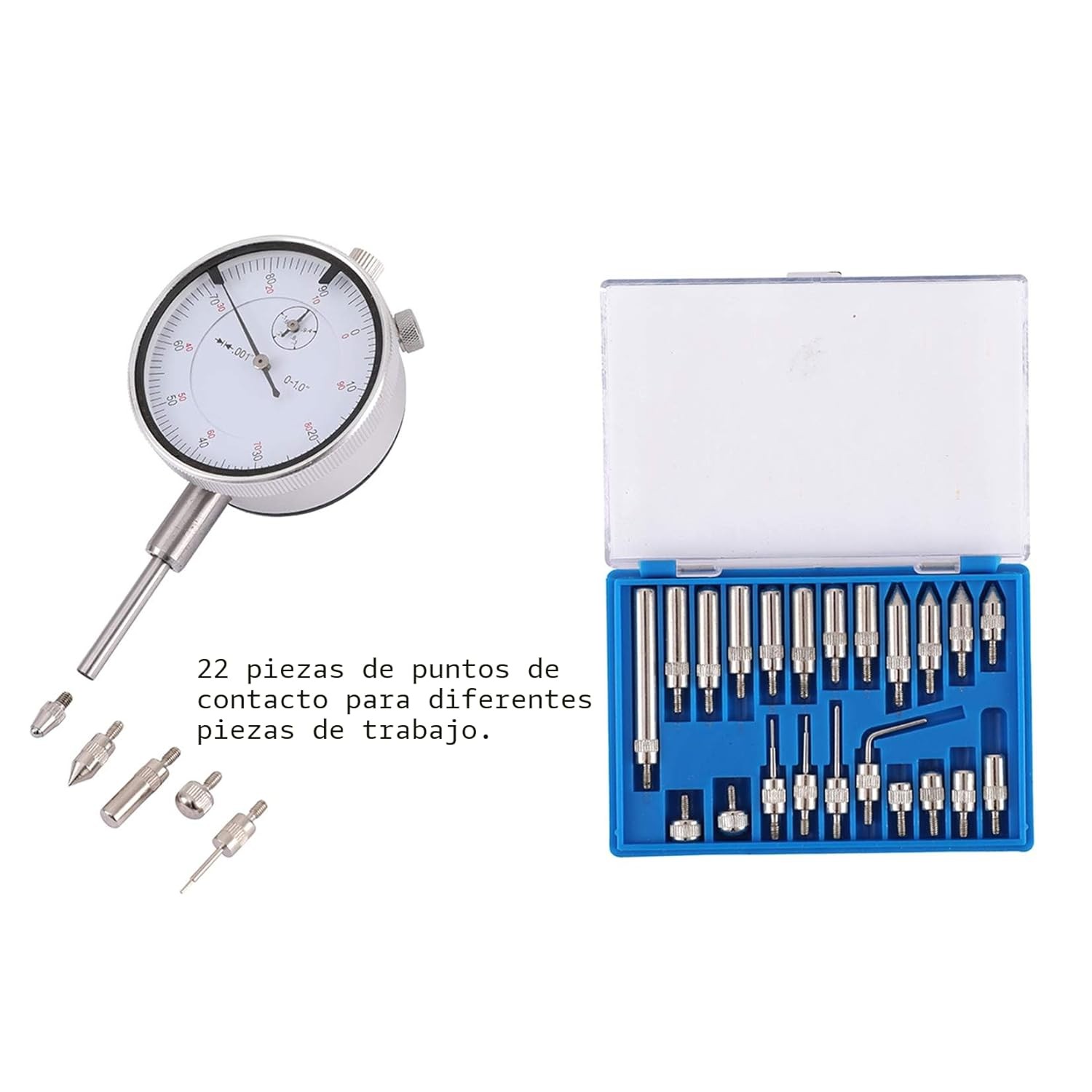 Dial Indicator with Magnetic Base Holder Fine Adjustable Long Arm 0-1" Profes...