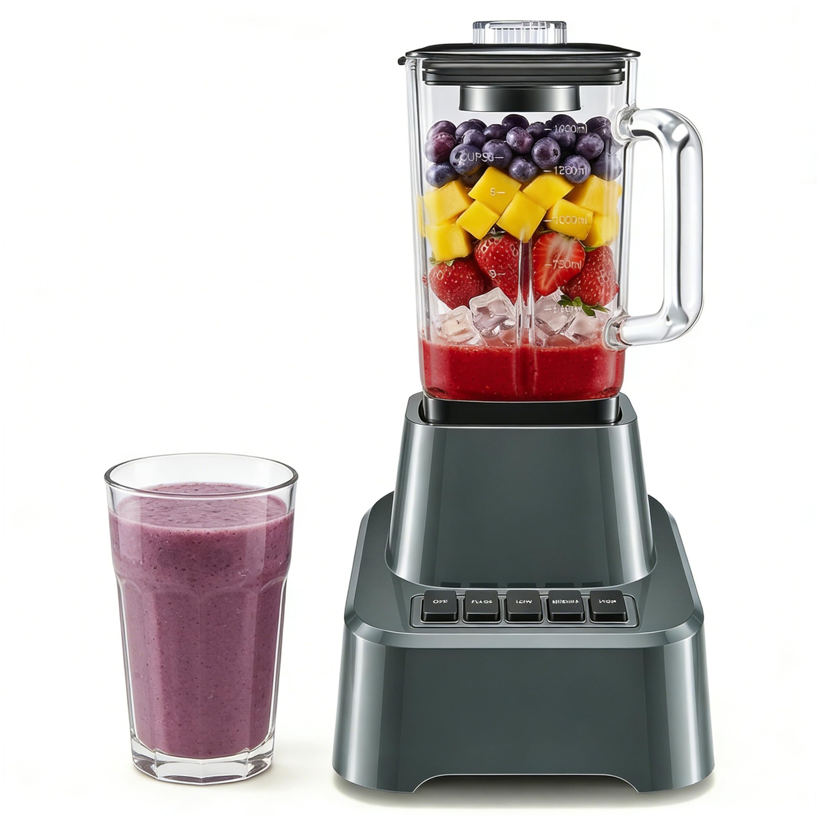 Blender for Smoothies, 850W Powerful Countertop Blender for Kitchen Gray