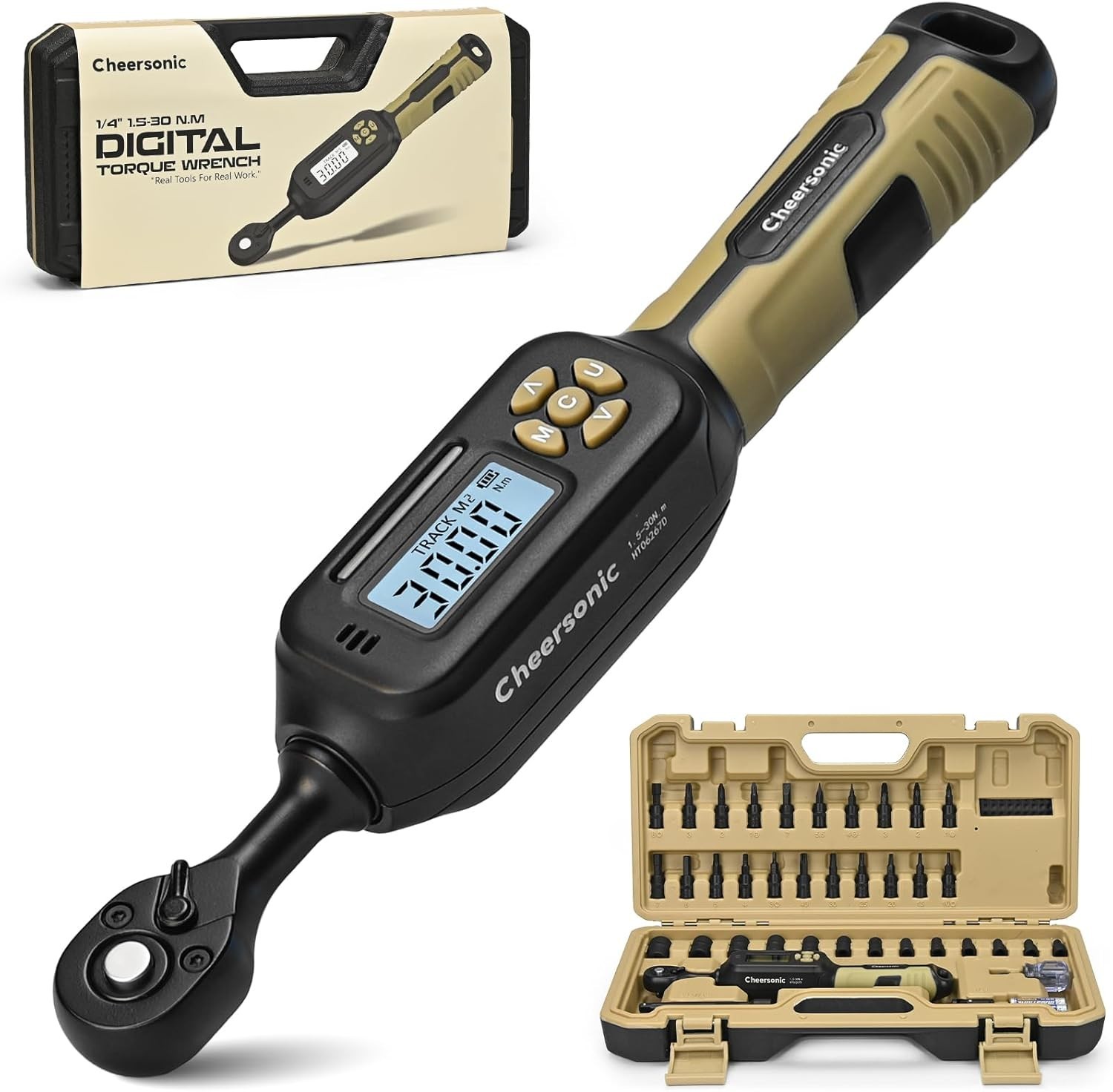 Digital Torque Wrench 1/4 drive 1.1-22.1 ft-lb 1.5-30 Nm ±1% Accuracy Inch Pound