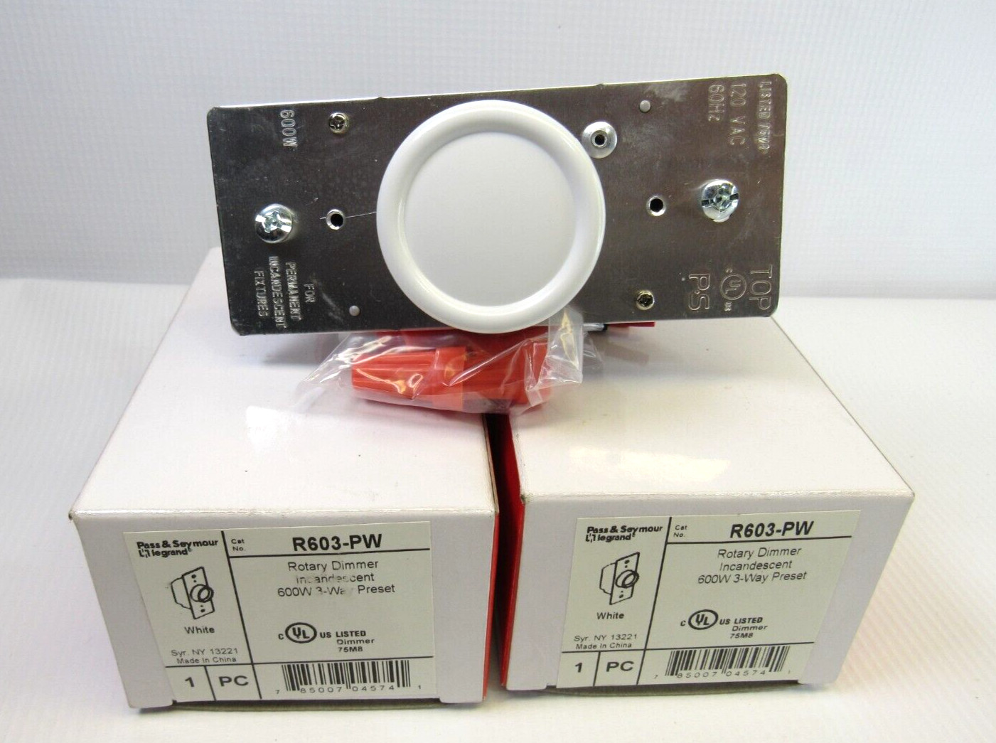NEW Pass & Seymour/Legrand R603-PW Rotary Dimmer 3-Way Preset Lot of 3