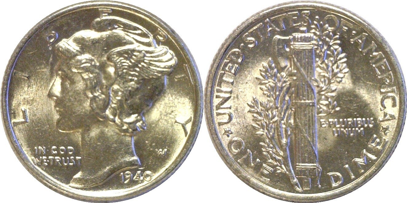 1940 10C Mercury Dime Silver Uncirculated