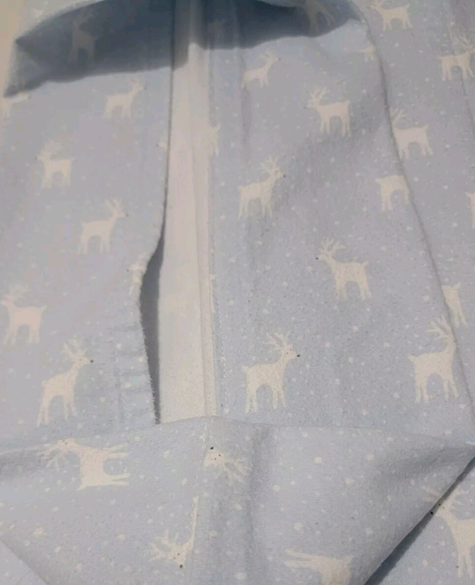 2 Light Blue Flannel Pillowcases W/ Little White Deer. 21 X 27 Standard