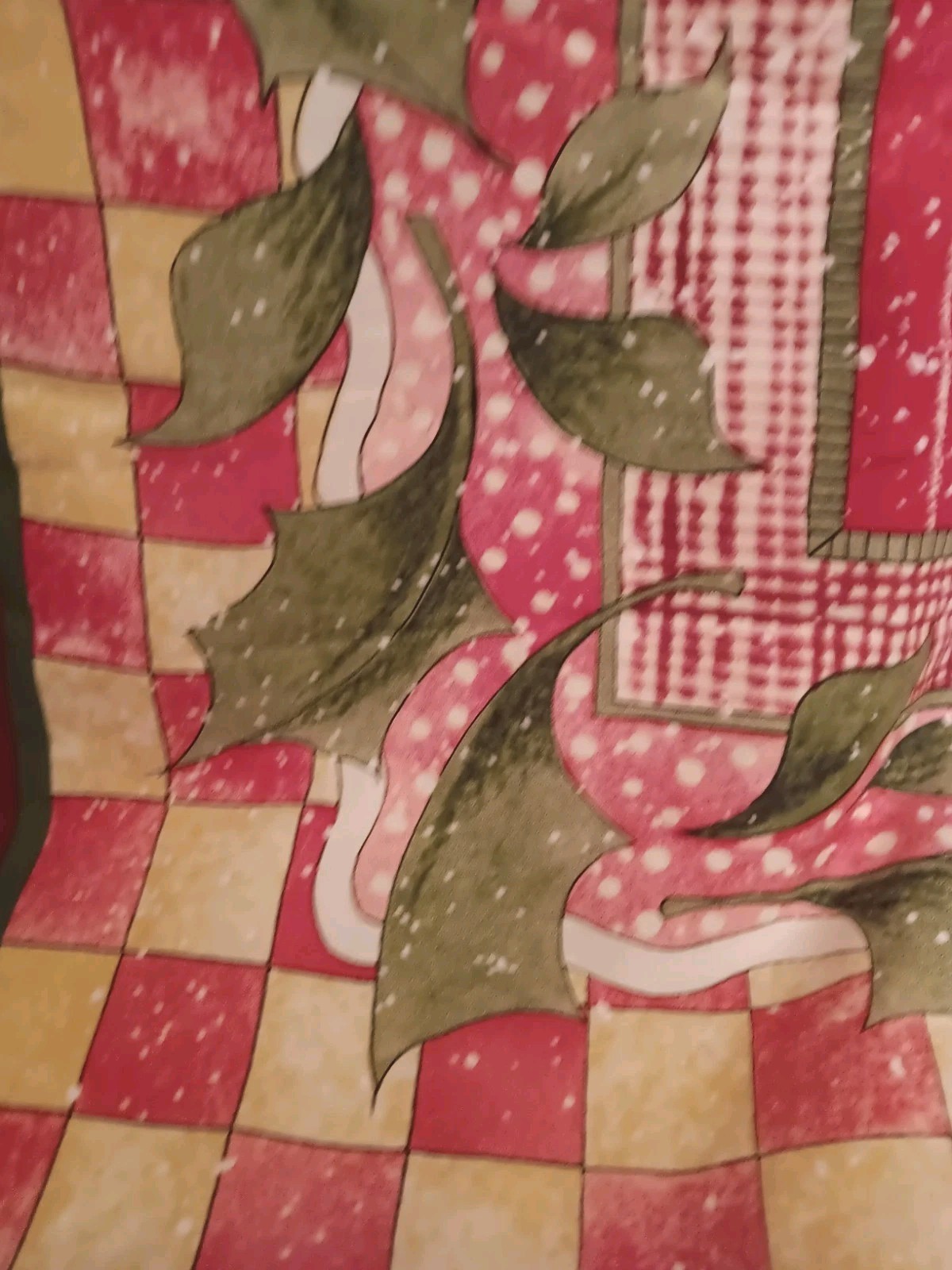County Christmas Mice Throw Patchwork Quilt Wall Hanging 40" X 34” JOY HM Cute