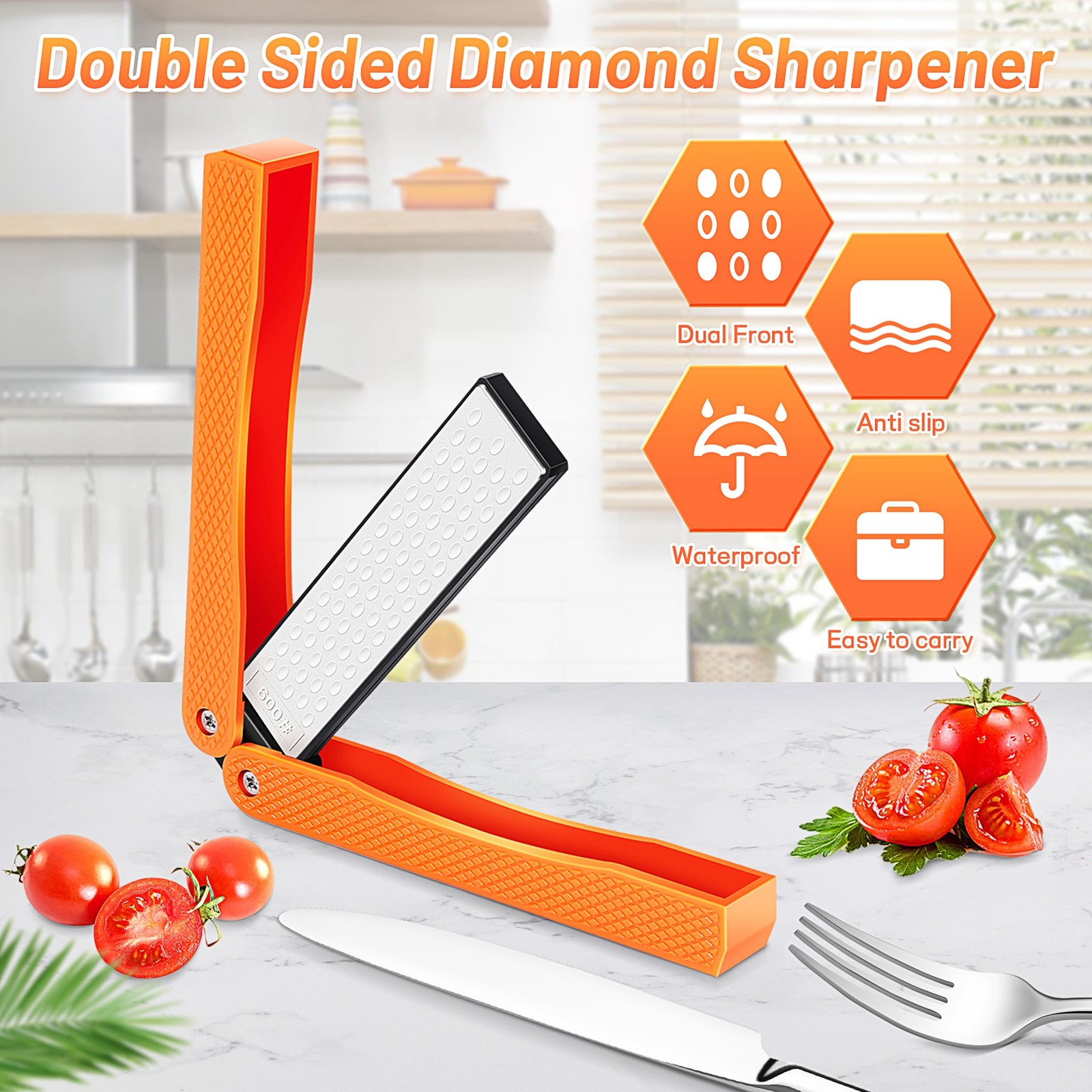Sided Sharpener, Handheld Fine Coarse Diafold Blades Sharpening3052