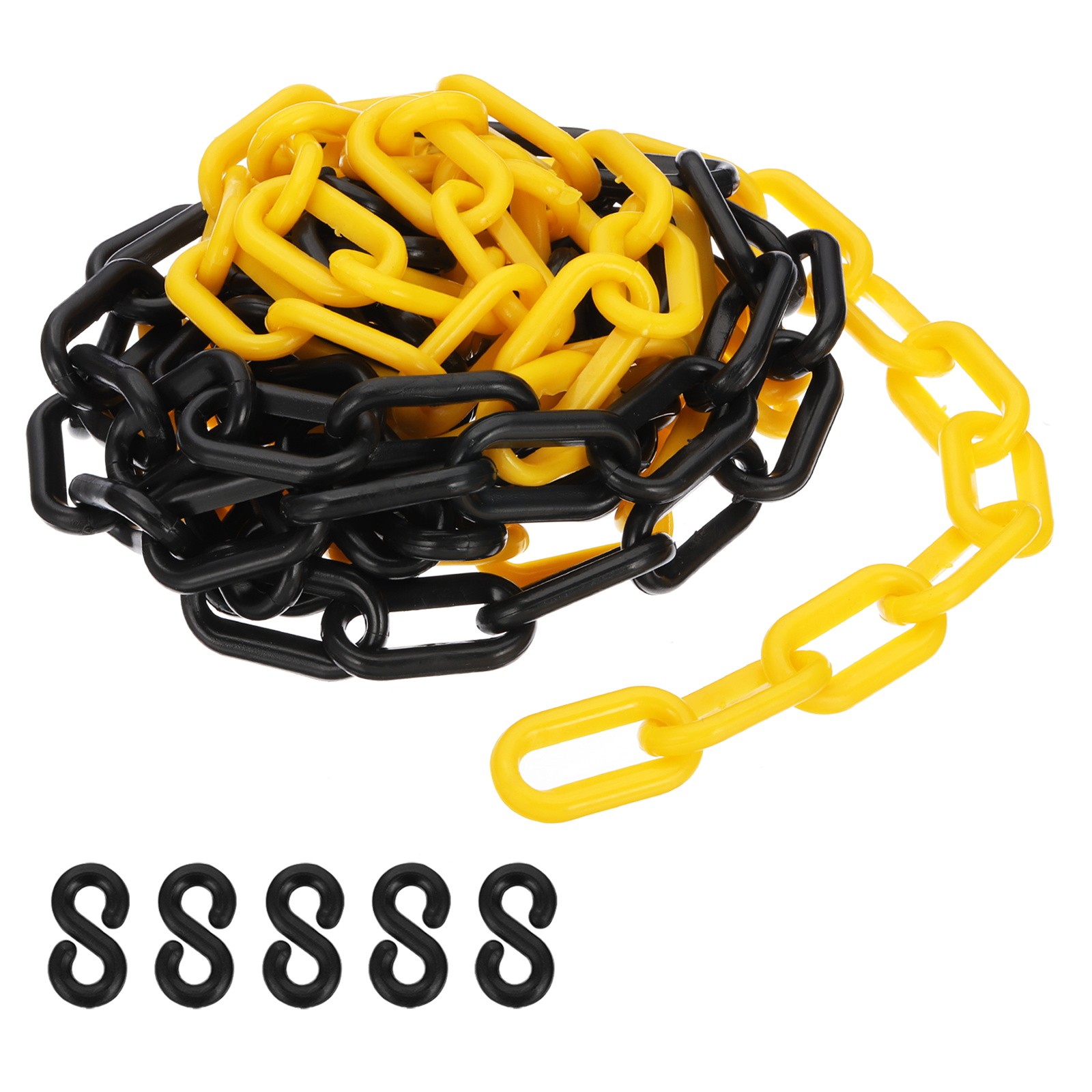 Yellow/Black Plastic Chain, 10 ft 6mm Safety Barrier Chain