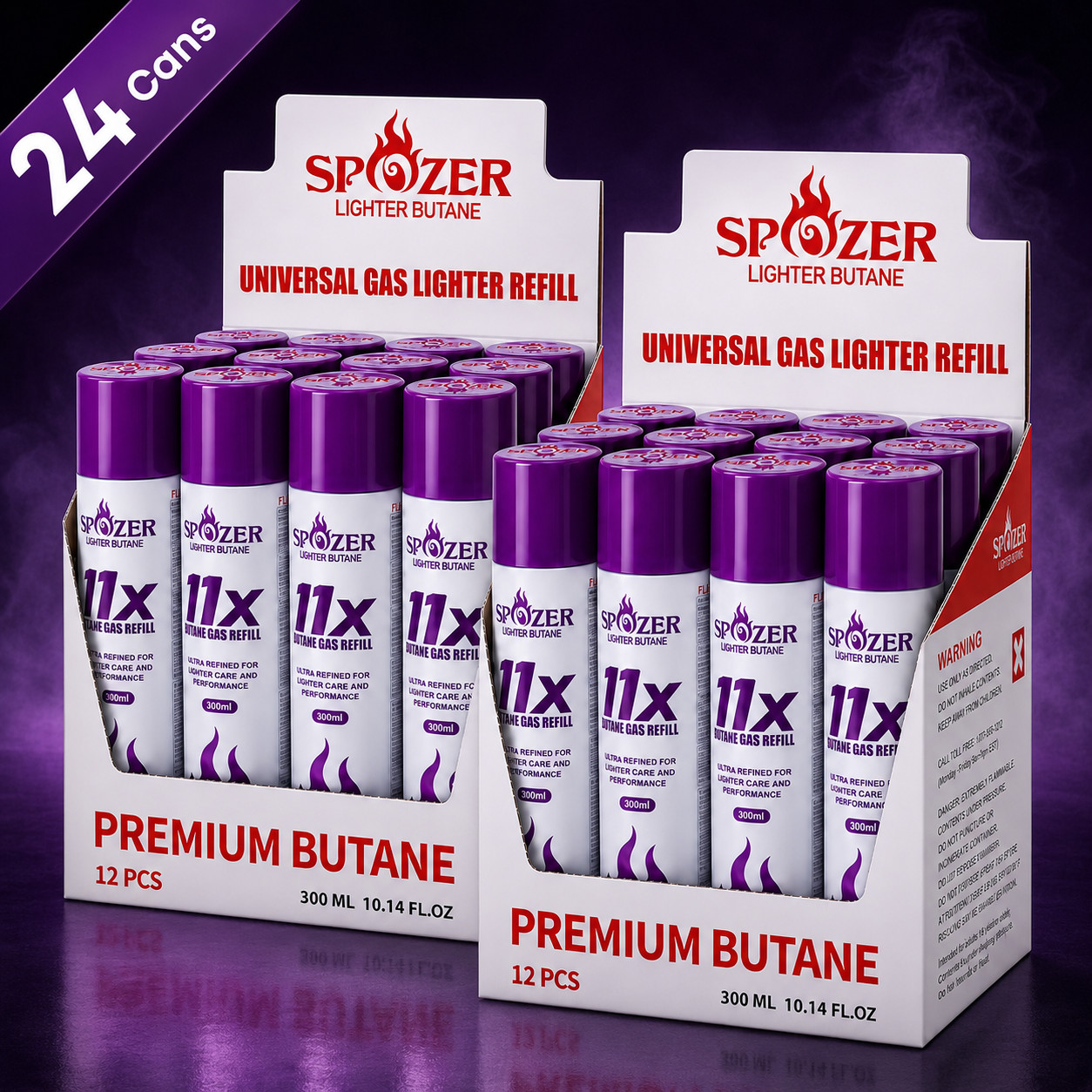 11X Lighter Butane Gas Refill Fluid Fuel Refined 10.14 oz Ultra Pure 24 Cans