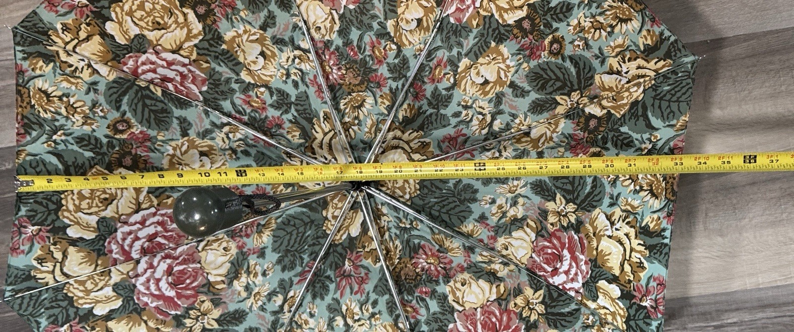 Umbrella Auto Open/Close Windproof Ultimate Compact 33” Canopy FLORAL Green Hand