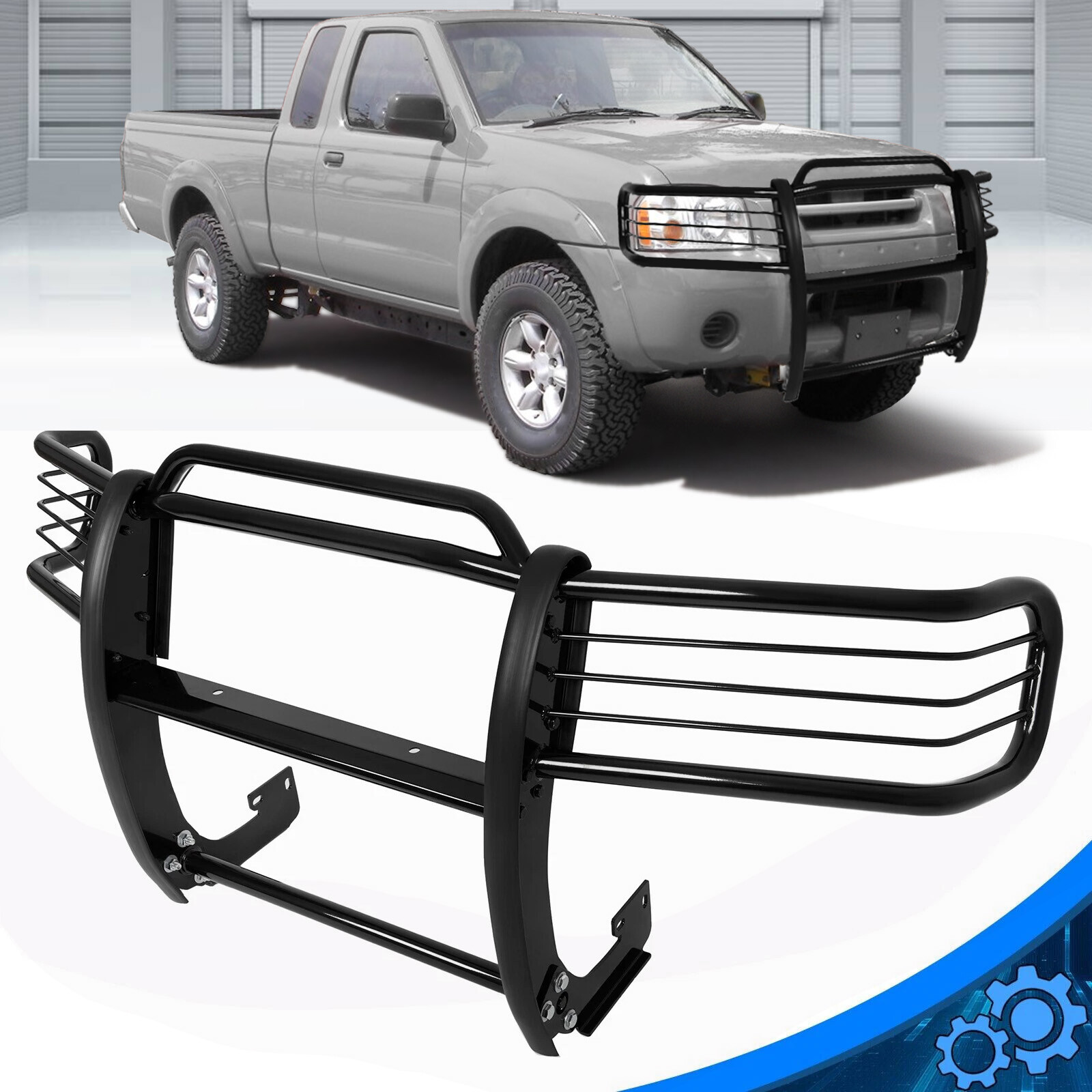 For 01-04 Nissan Frontier Bumper brush Grill Grille Guard in Powder-Coated Black