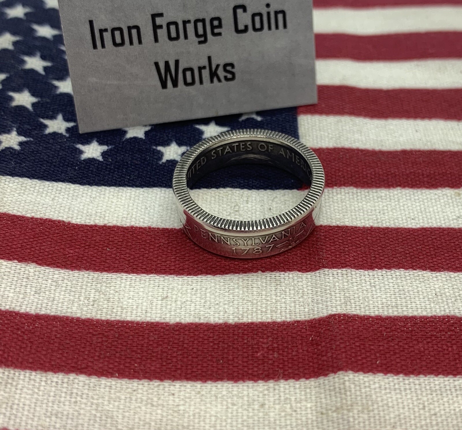 Pennsylvania SILVER state Quarter Coin Ring PA Keystone State