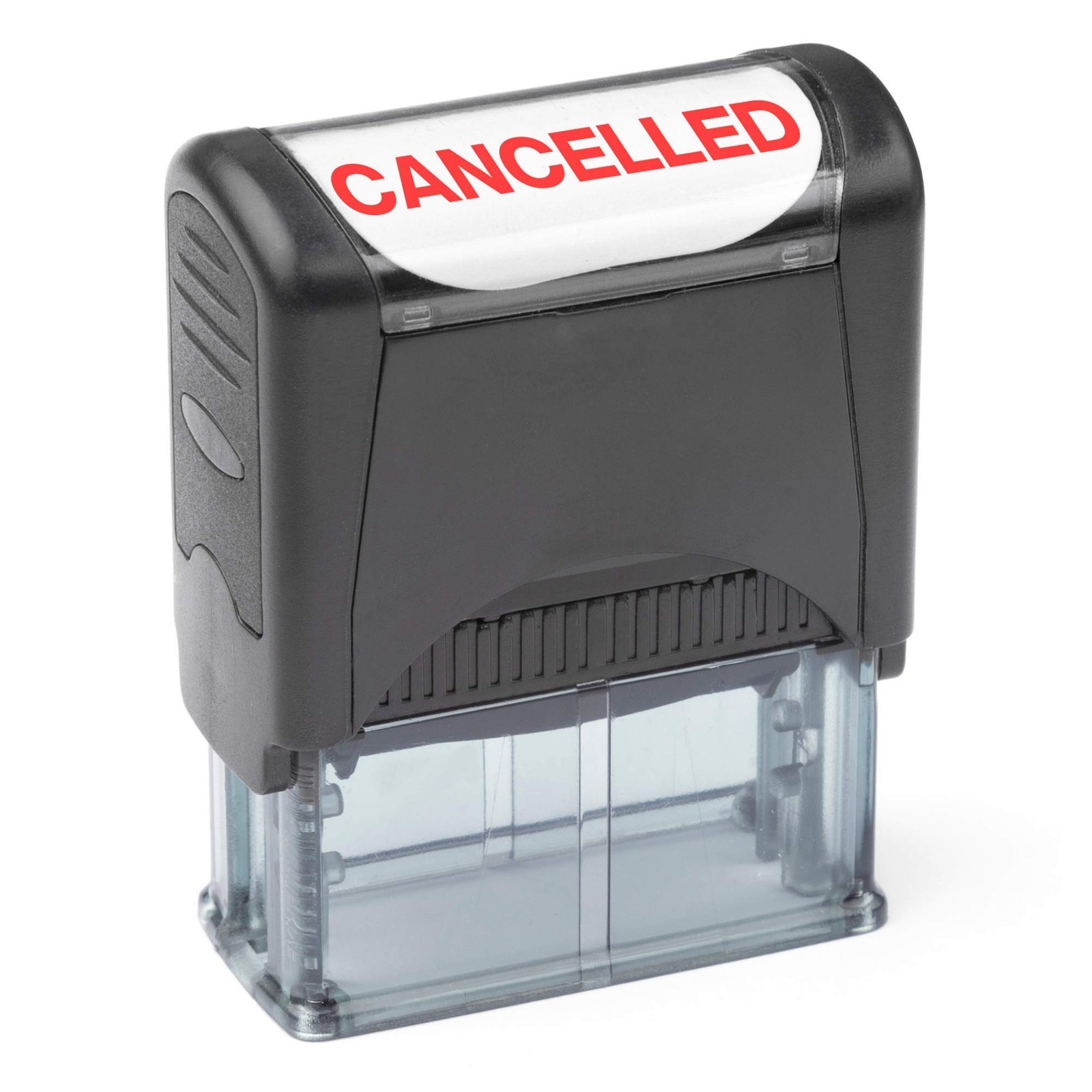 Self-Inking "Cancelled" Rubber Stamp Refillable with Pre-installed Red Ink