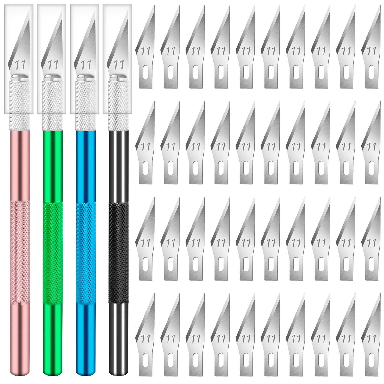 DIYSELF Exacto Knife, 4 PCS Knives with 40 Green-pink-blue-black