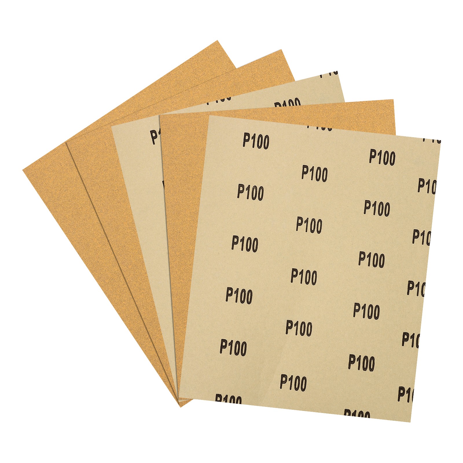5pcs Sand Papers - [9 x 11 Inch x 100 Grits] Alumina Sandpaper Sheets Gold