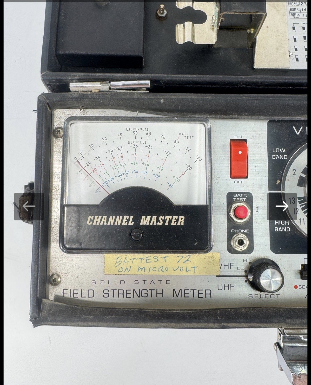 Vintage Channel Master Solid State VHF/UHF Field Strength Meter w/ Carrying Case