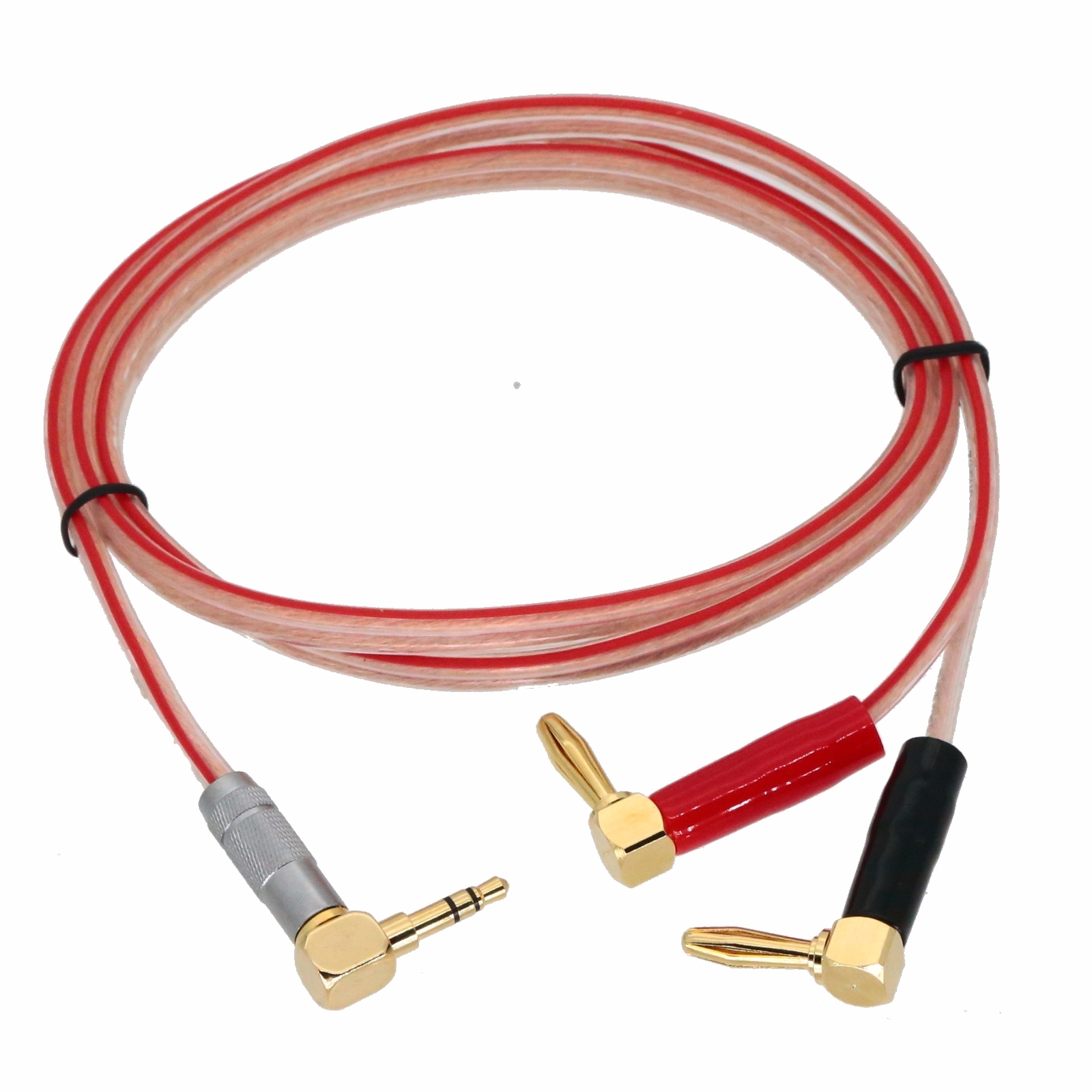 3.5mm RA Stereo Plug to 4mm Banana Male Elbow AV Cable Speaker Amplifier 1~20FT