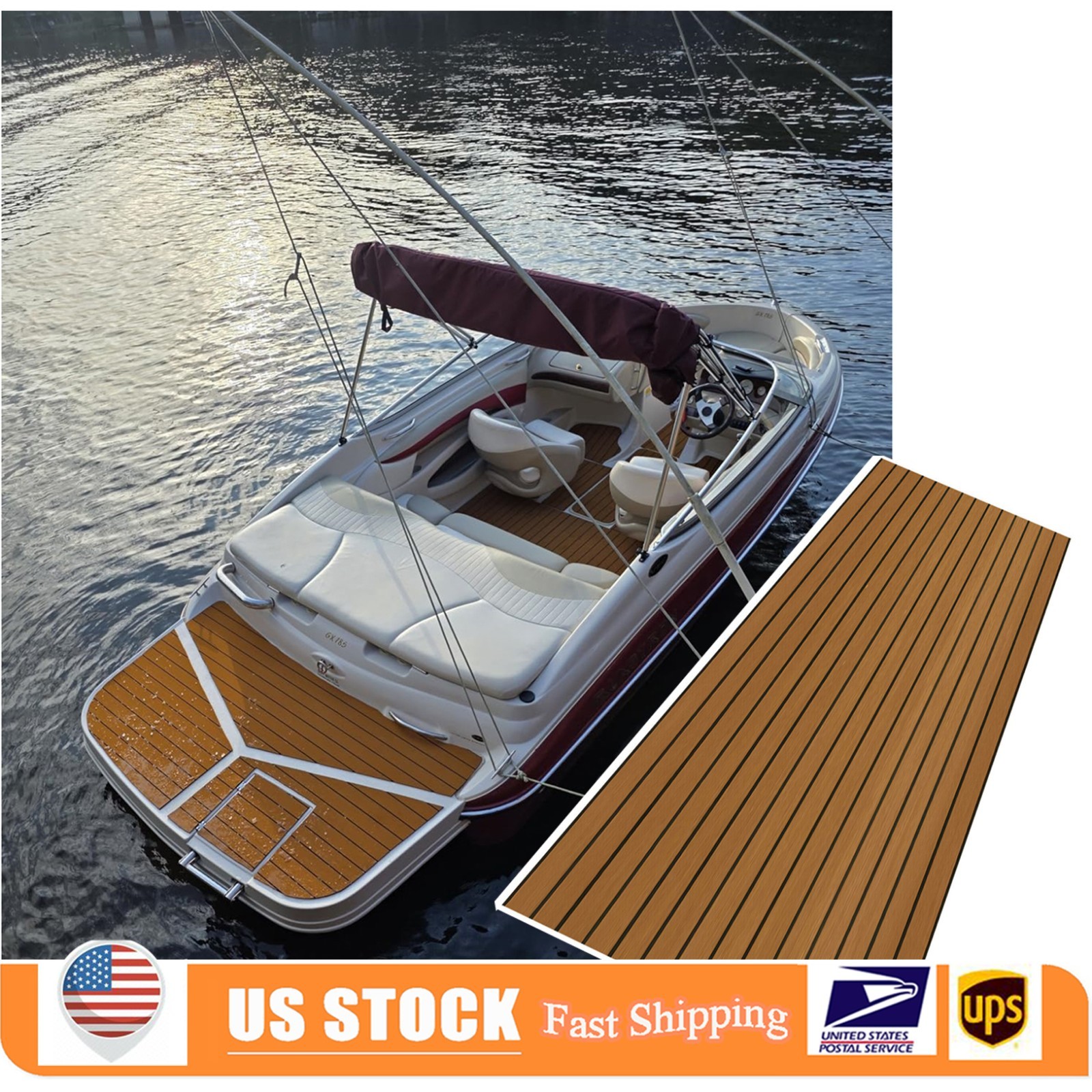 EVA Foam Boat Decking Marine Carpet Flooring Bayliner  94.5" Faux Teak Floor Mat