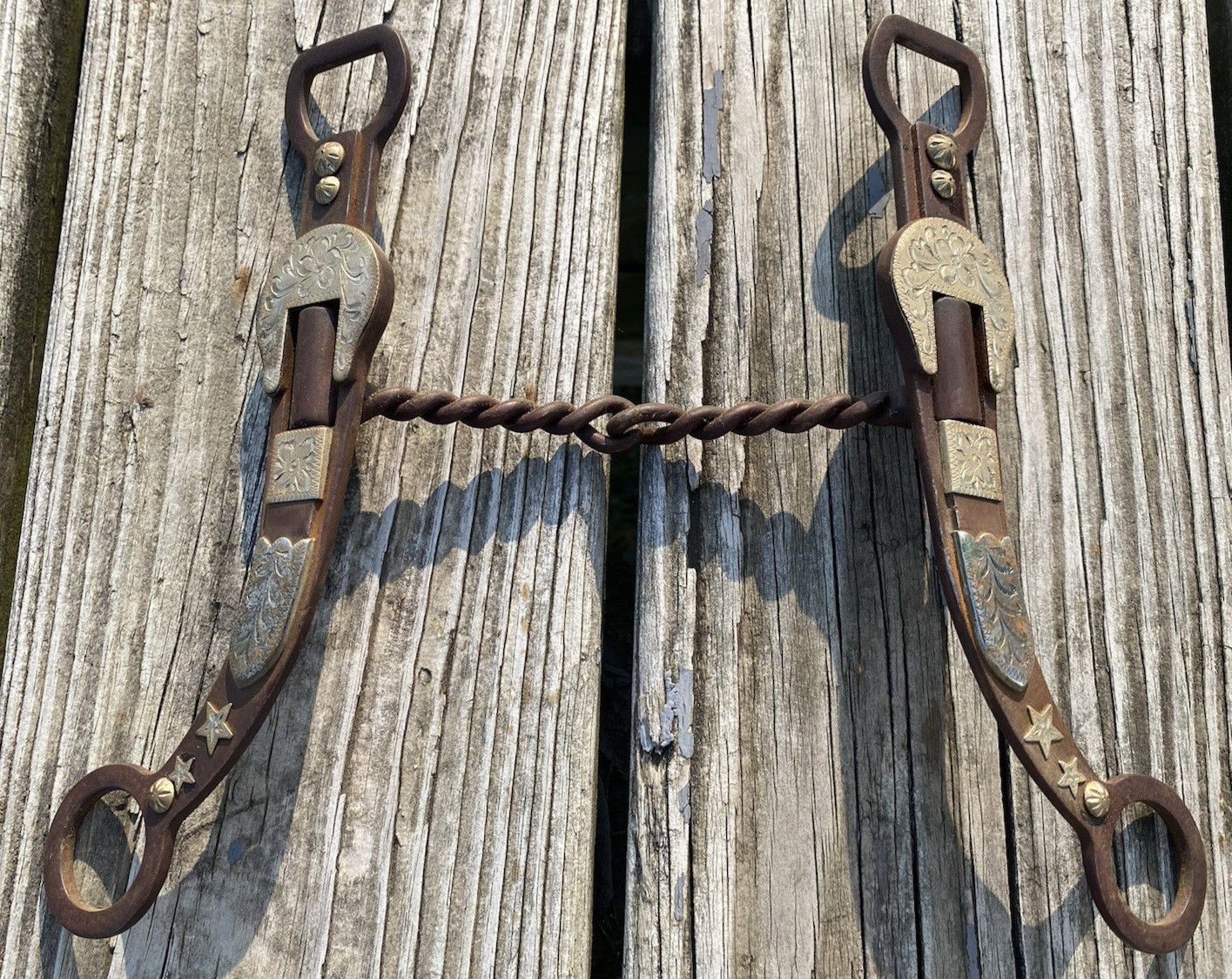 Used 5" twisted mouth ABR Western bit w/silver overlay maker marked