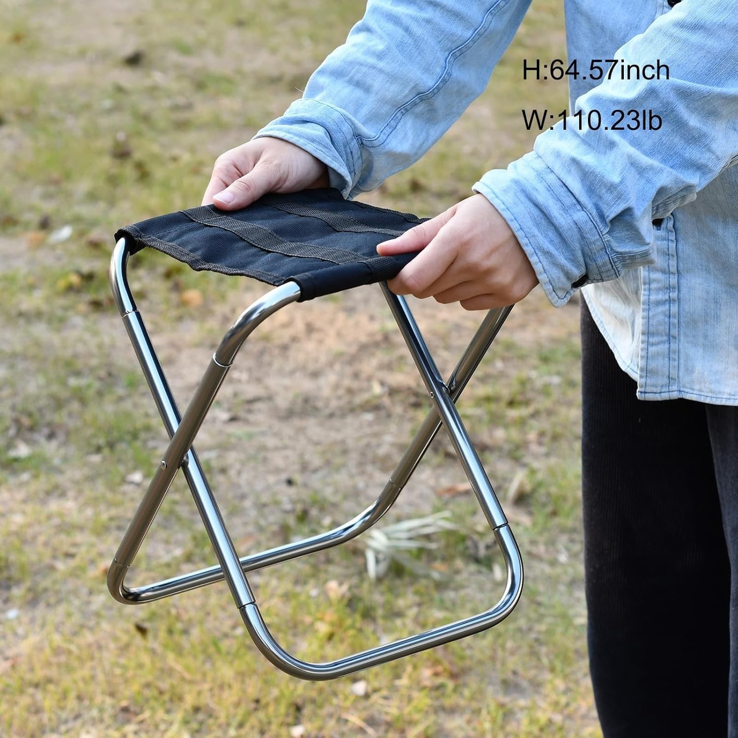 Portable Mini Folding Stool, Small Camping Stool Mortable Stool Can Hold Up t...