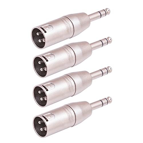 4 Pack 1/4" TRS to XLR Adapter, Balanced Quarter Inch 6.35mm Male to XLR Male