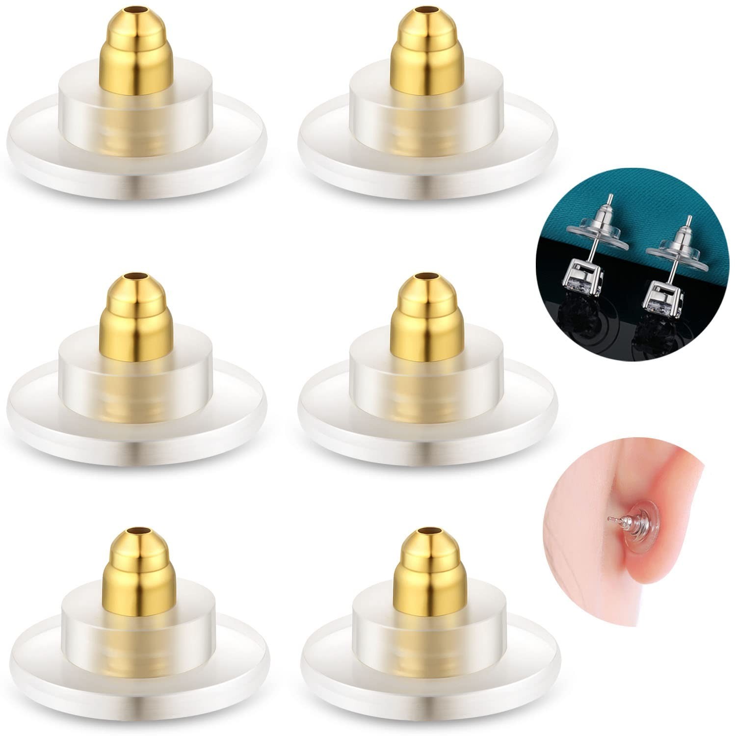 3 Pairs Earring Backs,925 Sterling Silver Earring Backs for Studs, Adjustable...