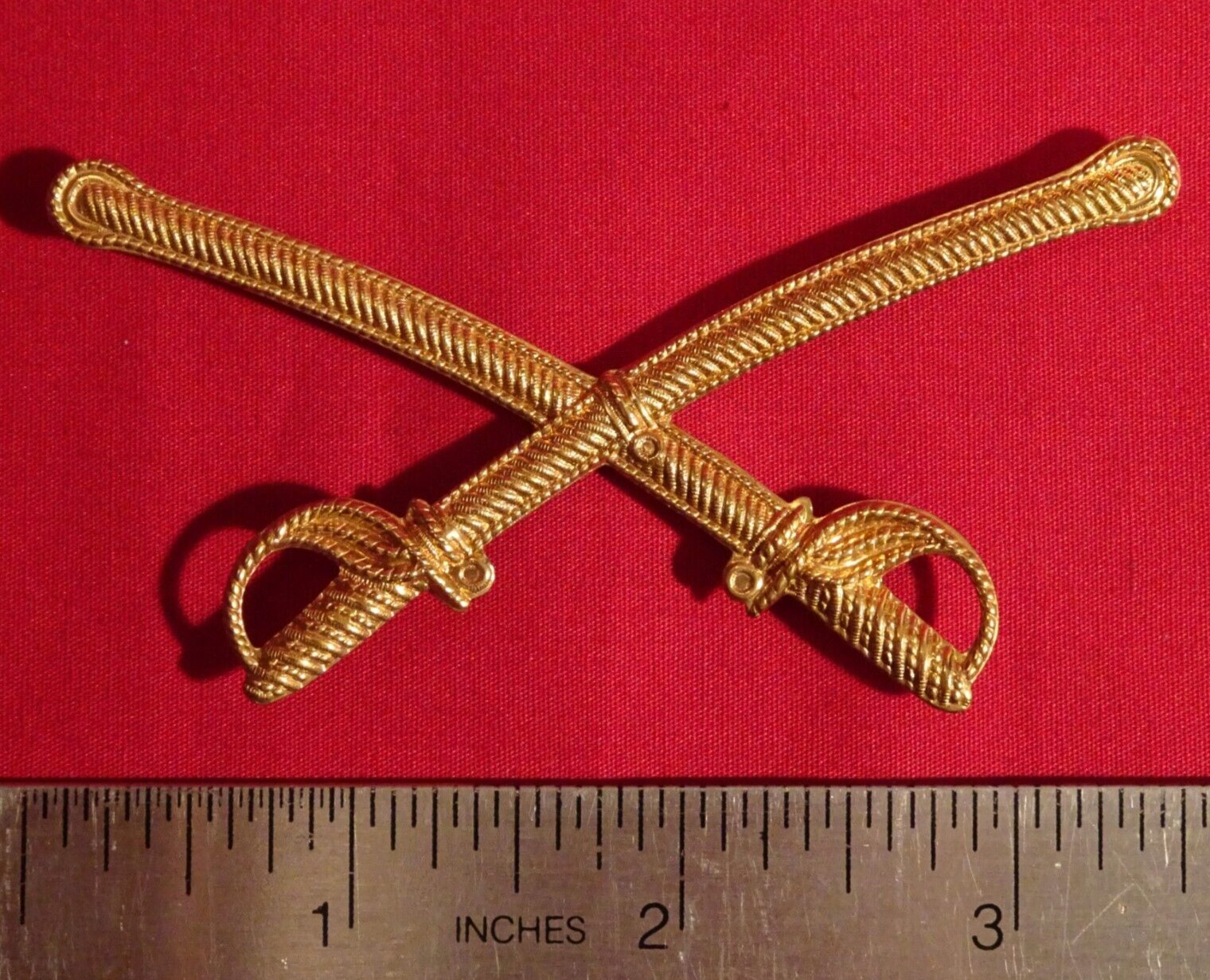 CIVIL WAR 1851 OFFICER CAVALRY SABRE HAT INSIGNIA 'FALSE EMBROIDERED' 3 1/2"W
