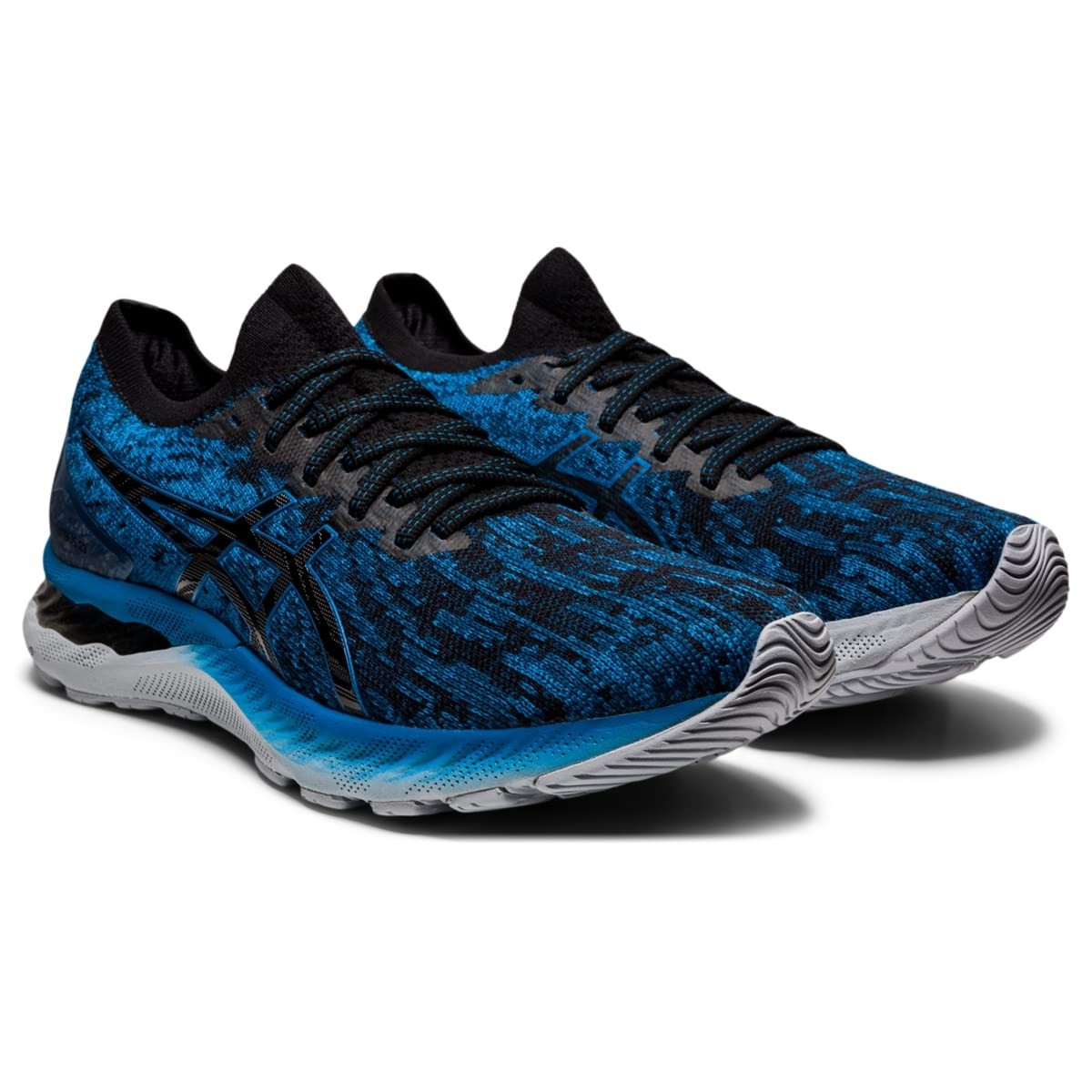ASICS Men Gel Nimbus 23 Knit Running Shoes Reborn Blue/Black/Knit 9.5 M