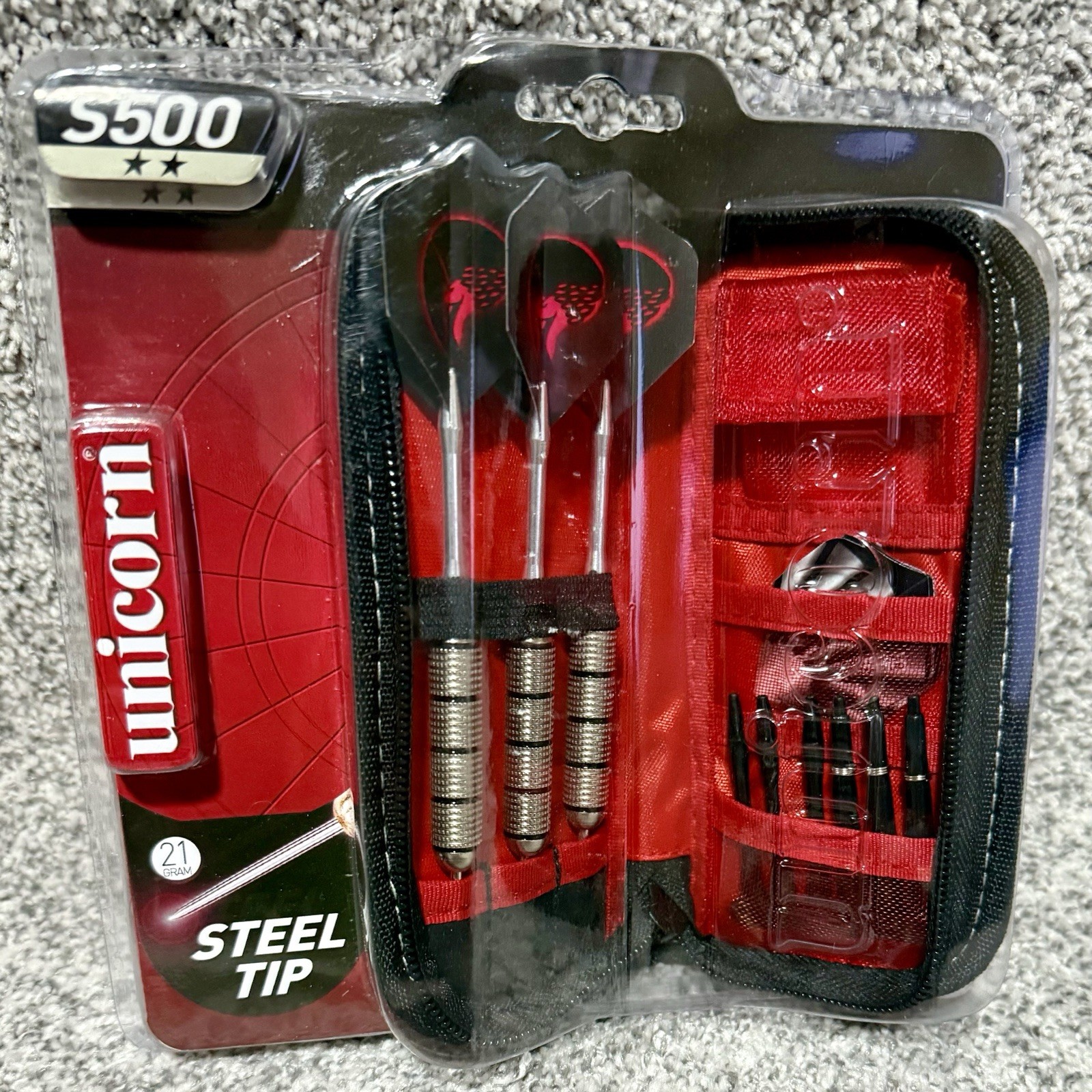 Unicorn S500 Metal Dart Kit 21 Gram Nickel Plated Steel Tip -  New In Package