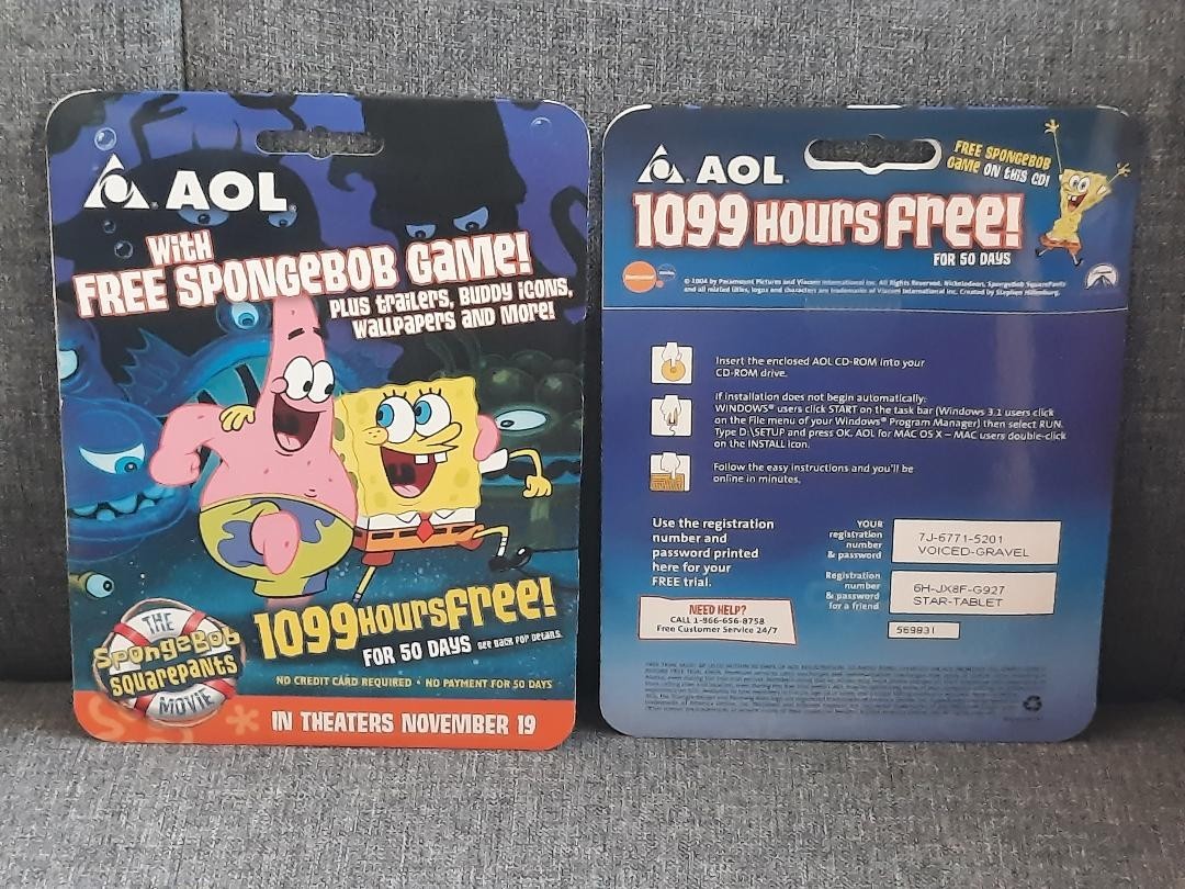 2004 AOL CD THE SPONGEBOB SQUAREPANTS MOVIE GAME FACTORY SEALED LOT of 2