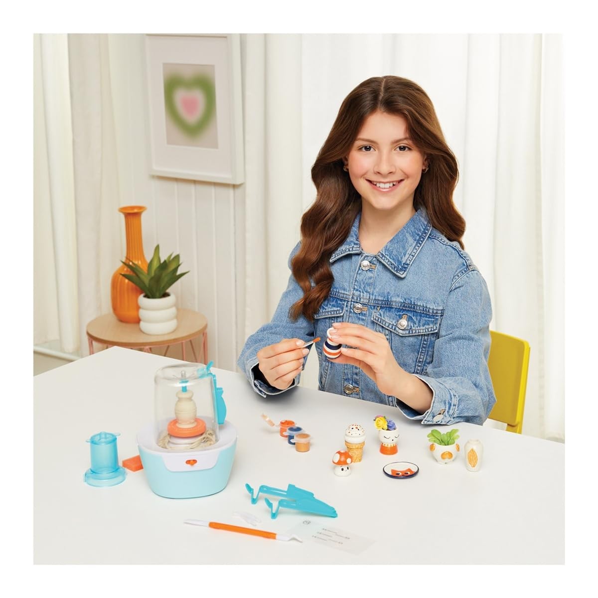 Make It Real Mini Pottery Studio - 26-Piece DIY Kit Miniature, multi