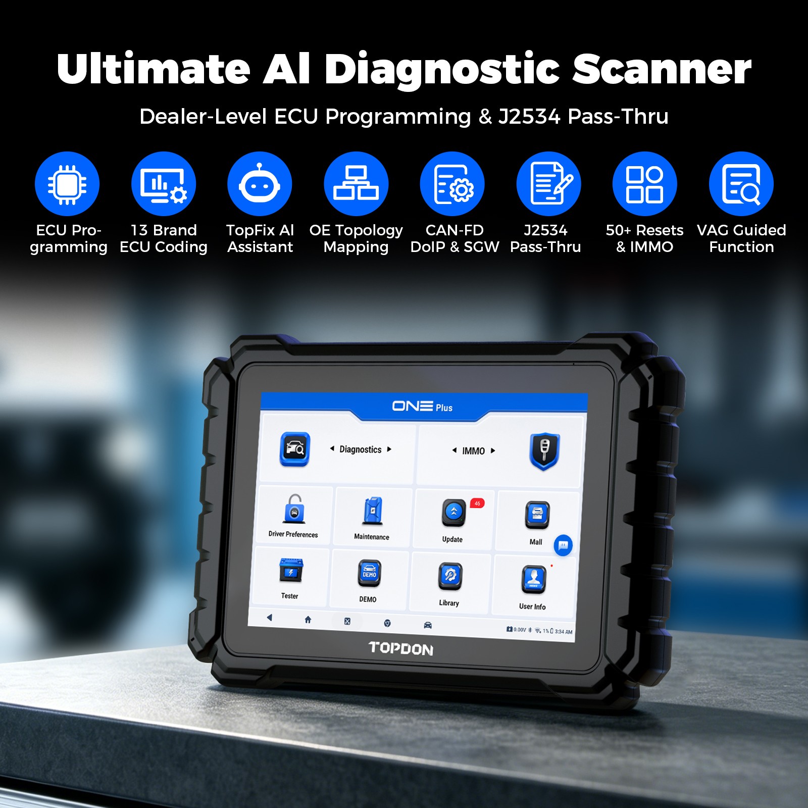 TOPDON ONE Plus J2534 OBD2 Scanner ECU Programming Auto Diagnostic Tool +2 Gifts
