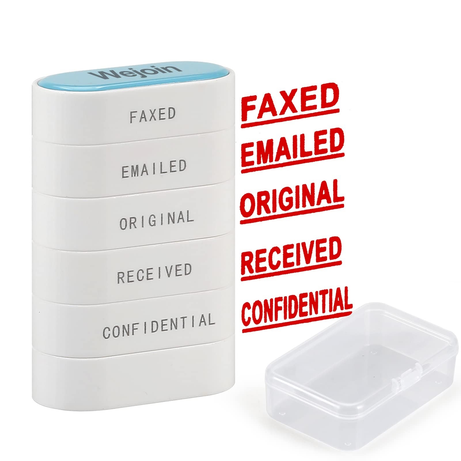 Office Stamp - 5-in-1 Pre-Inked Rubber Stamp Set: Faxed, Emailed, Original, R...