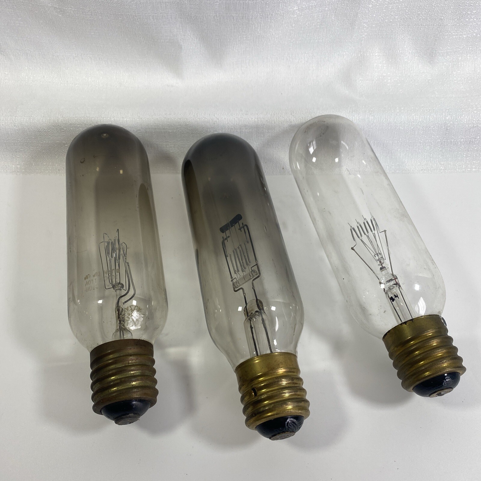 Vintage Mazda Westinghouse 10” Tube Projector Light Bulb Burn Base Down Lot Of 3