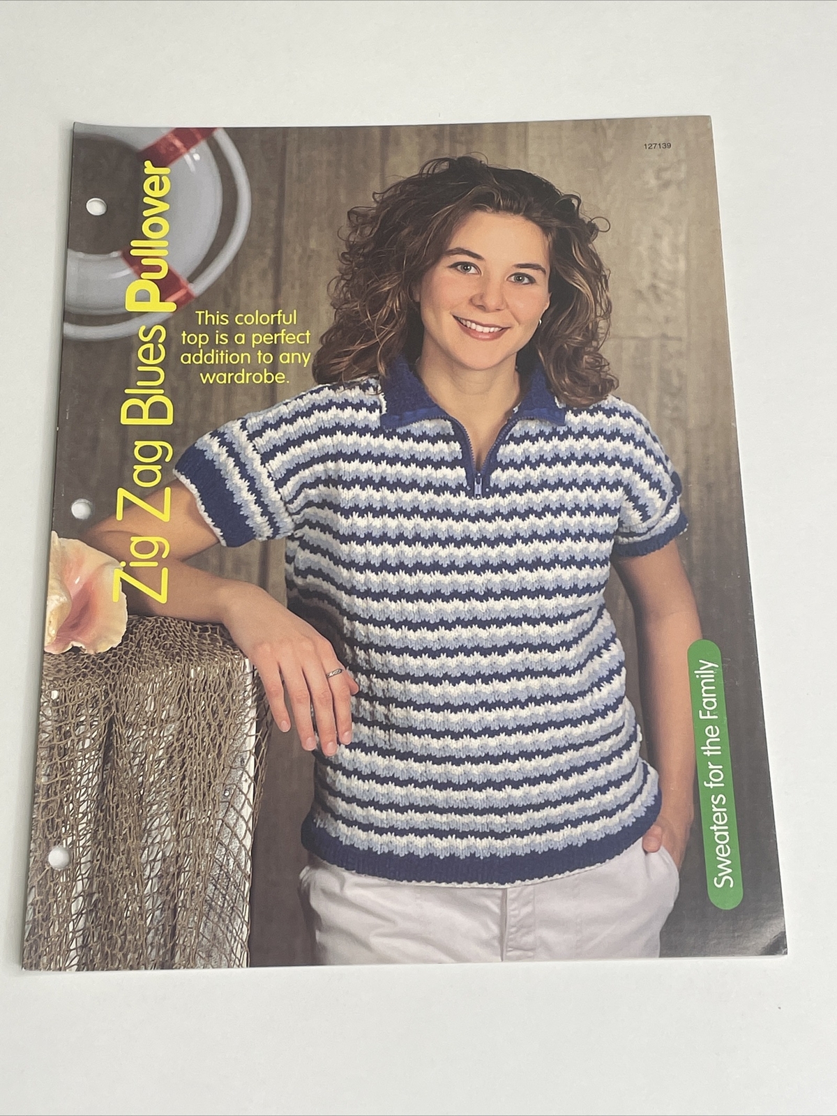 Zig Zag Blues Pullover Adult Size S M L XL Knitting Pattern House White Birches